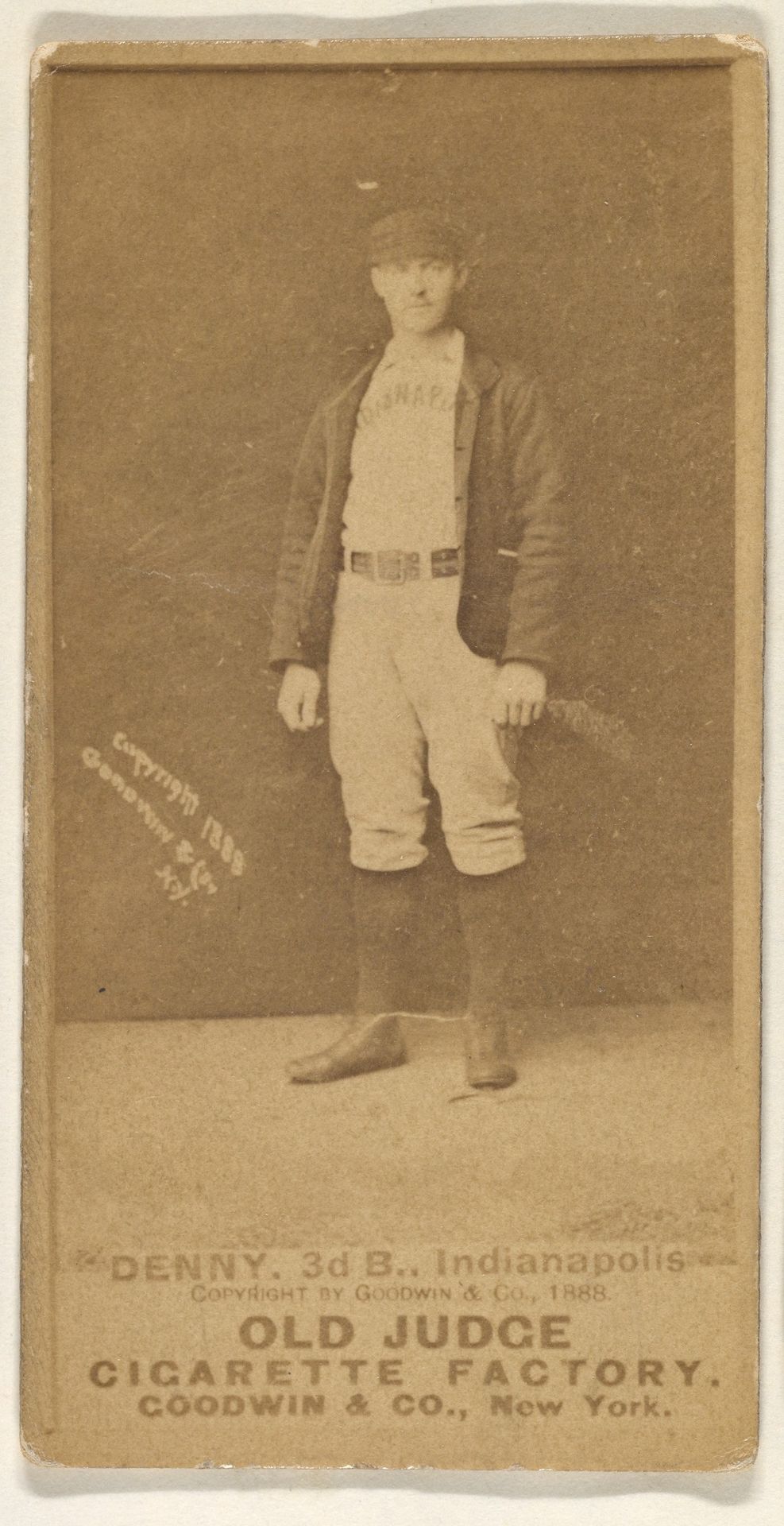 Jerry Denny, 3rd Base, Indianapolis, from the Old Judge series (N172) for Old Judge Cigarettes by Goodwin & Company