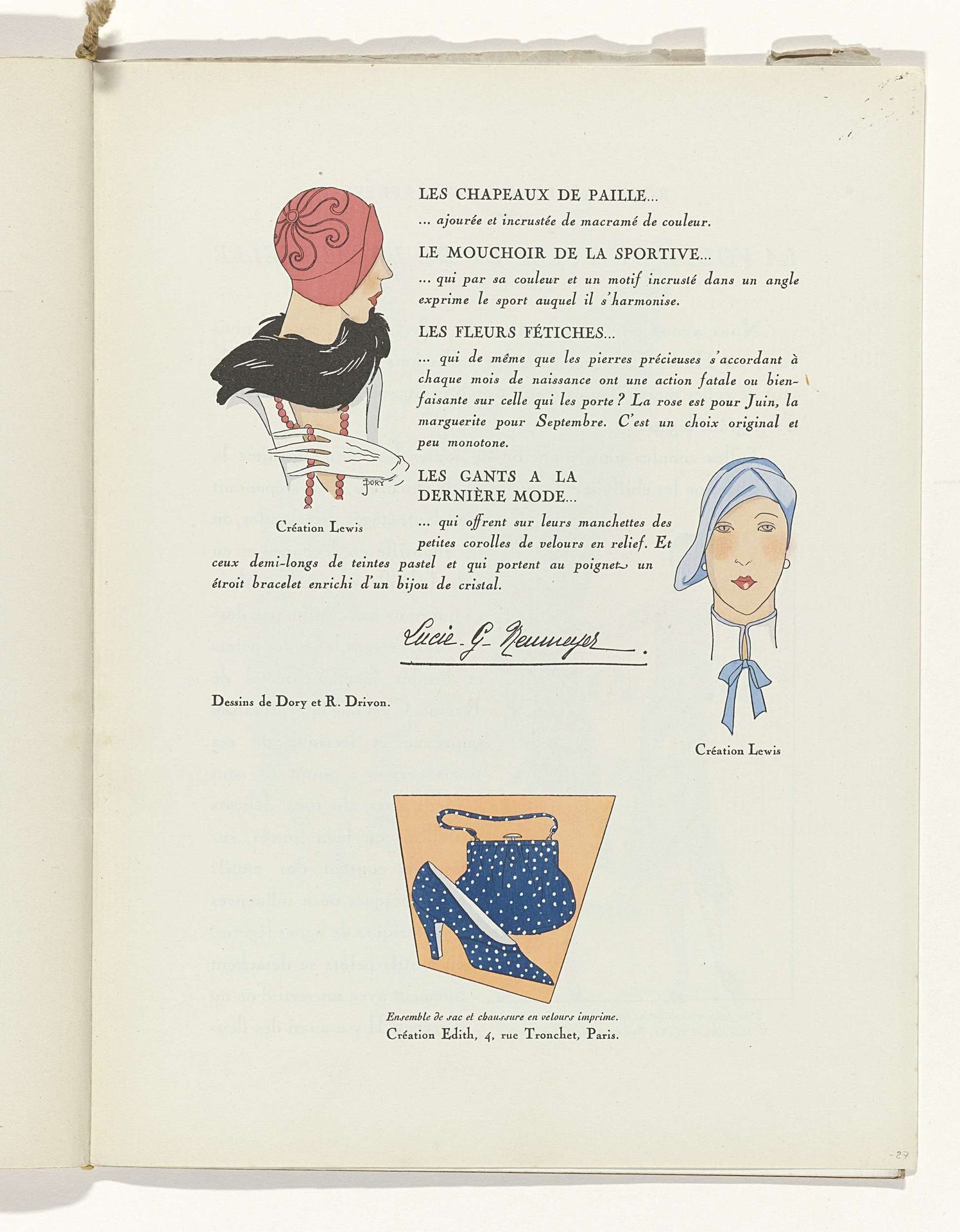 Art - Goût - Beauté, Feuillets de l' élégance féminine, Mars 1929, No. 103, 9e Année, p. 27 by J. Dory