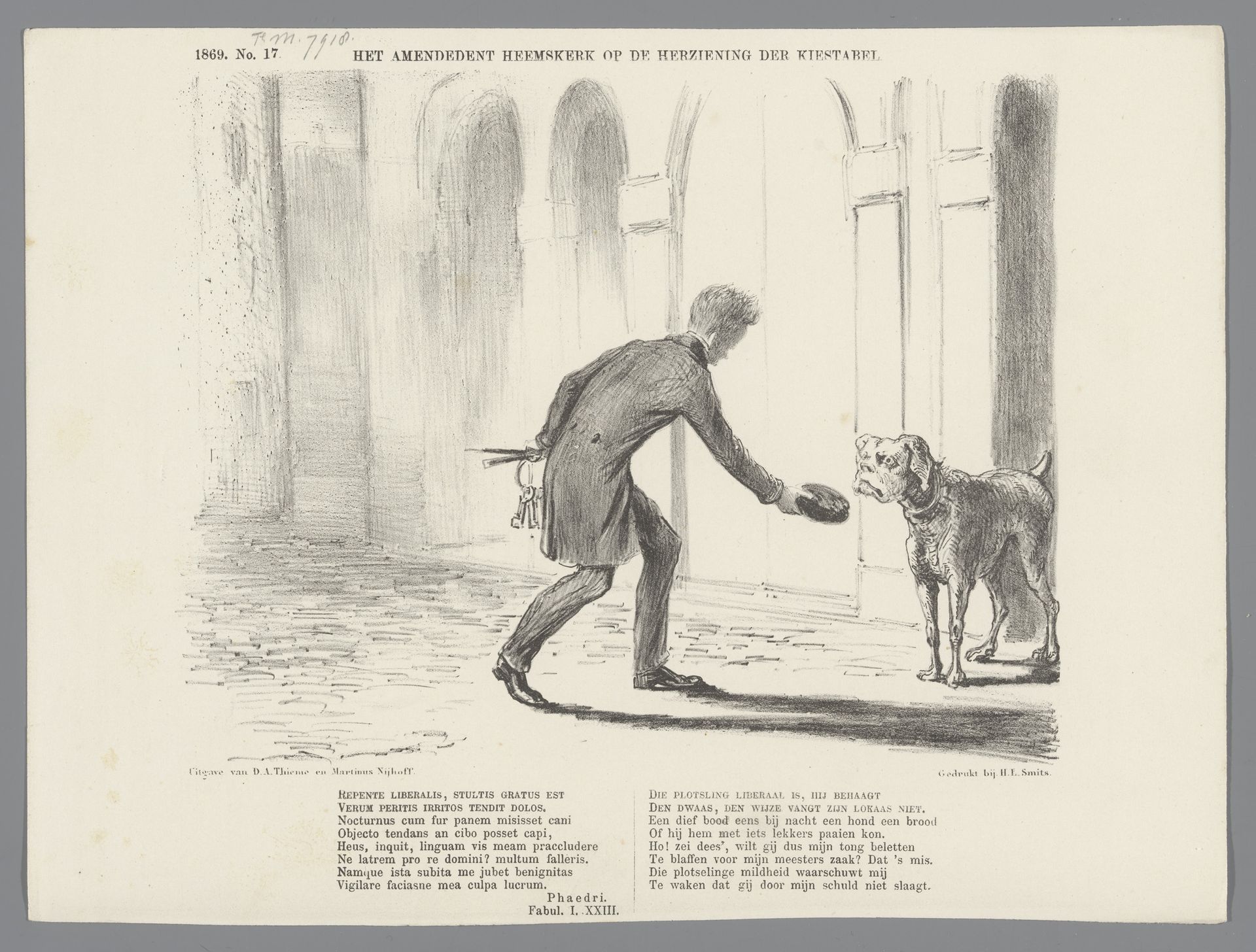 Spotprent op het amendement van Heemskerk, 1869 by Johan Michaël Schmidt Crans