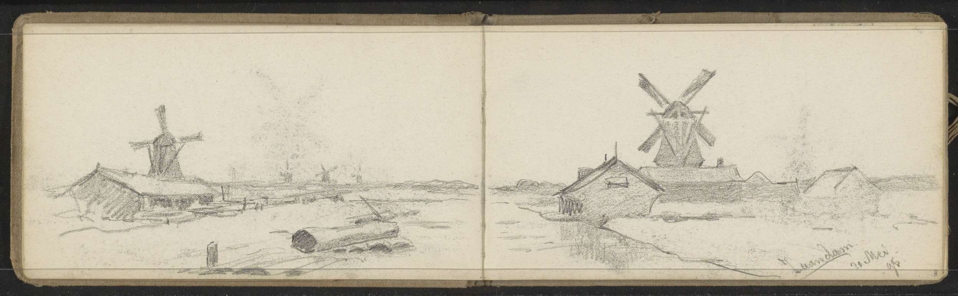 Landschap met molens bij Zaandam by Willem Cornelis Rip