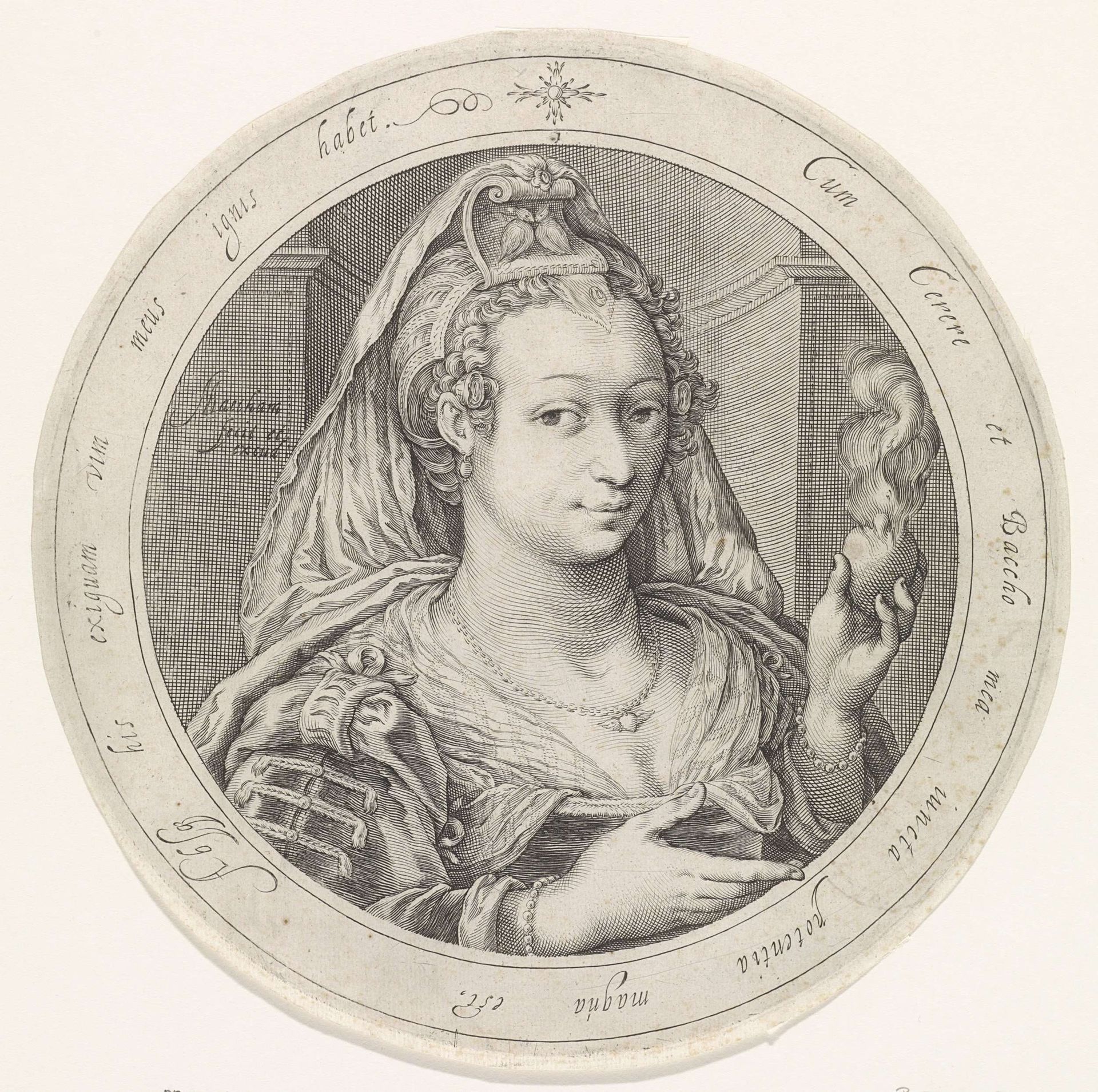 Venus met brandend hart by Jacob Matham