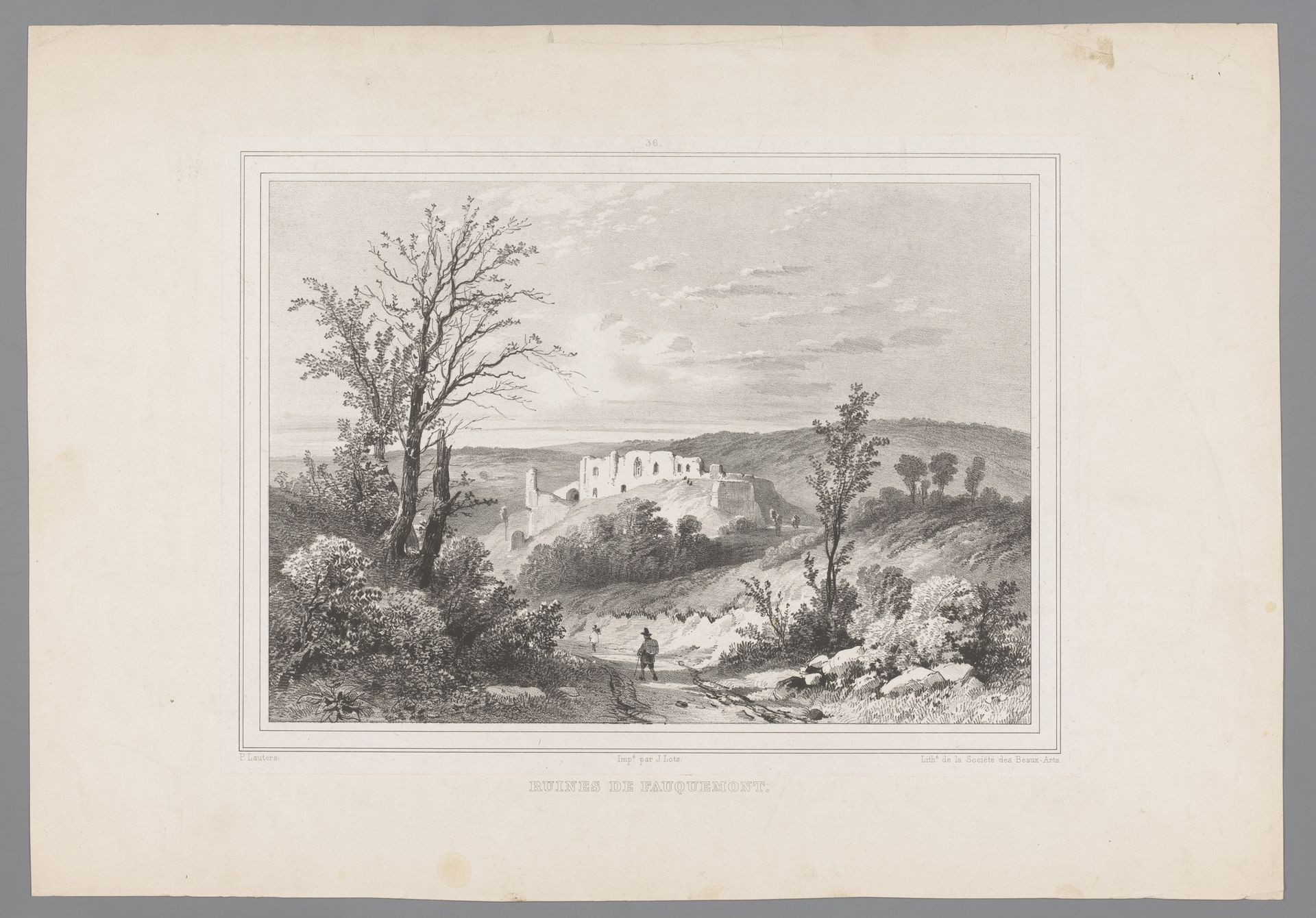 Landschap met ruïne van Kasteel Valkenburg by Paulus Lauters