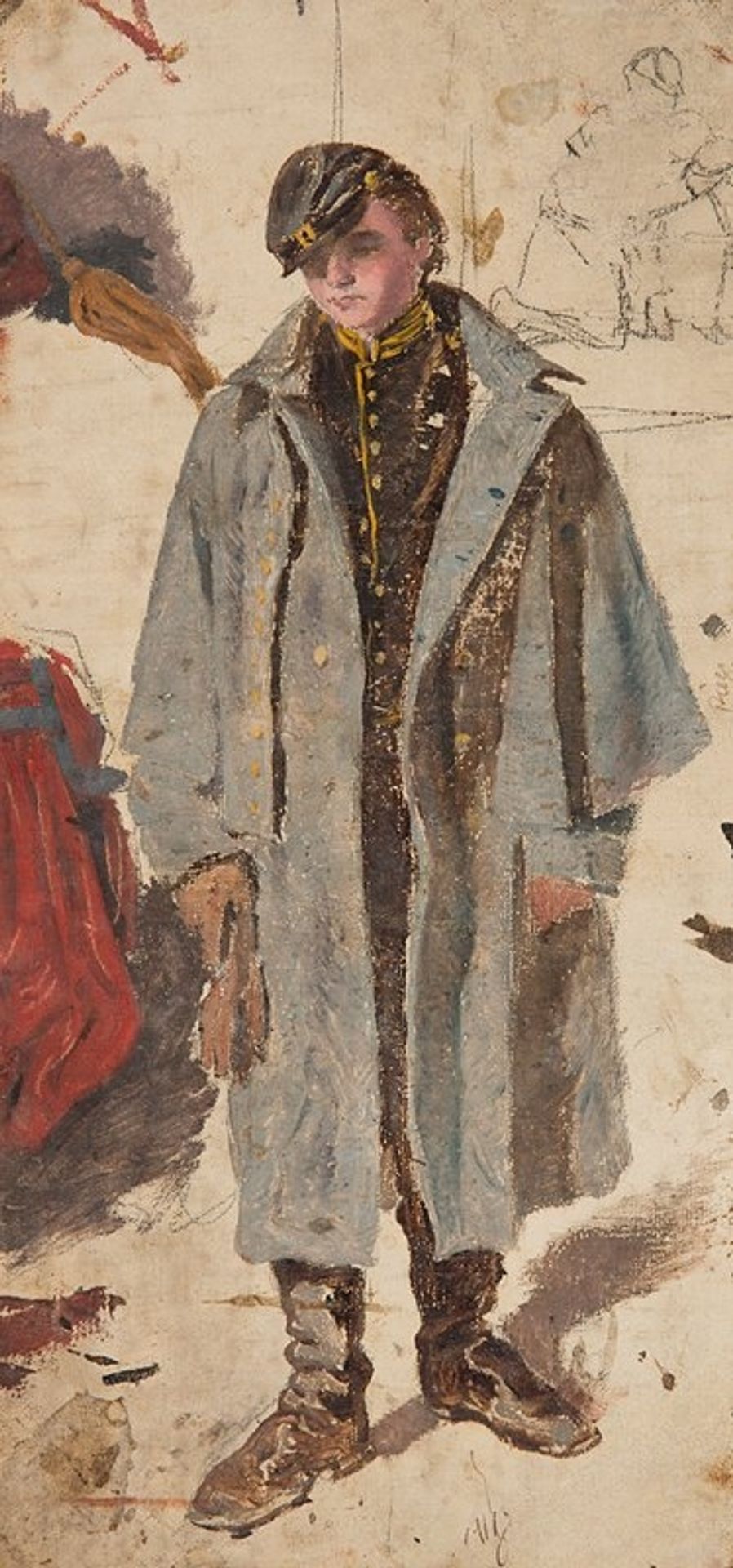 Young Soldier, Sketch of a Soldier Giving Water to a Wounded Companion by Winslow Homer