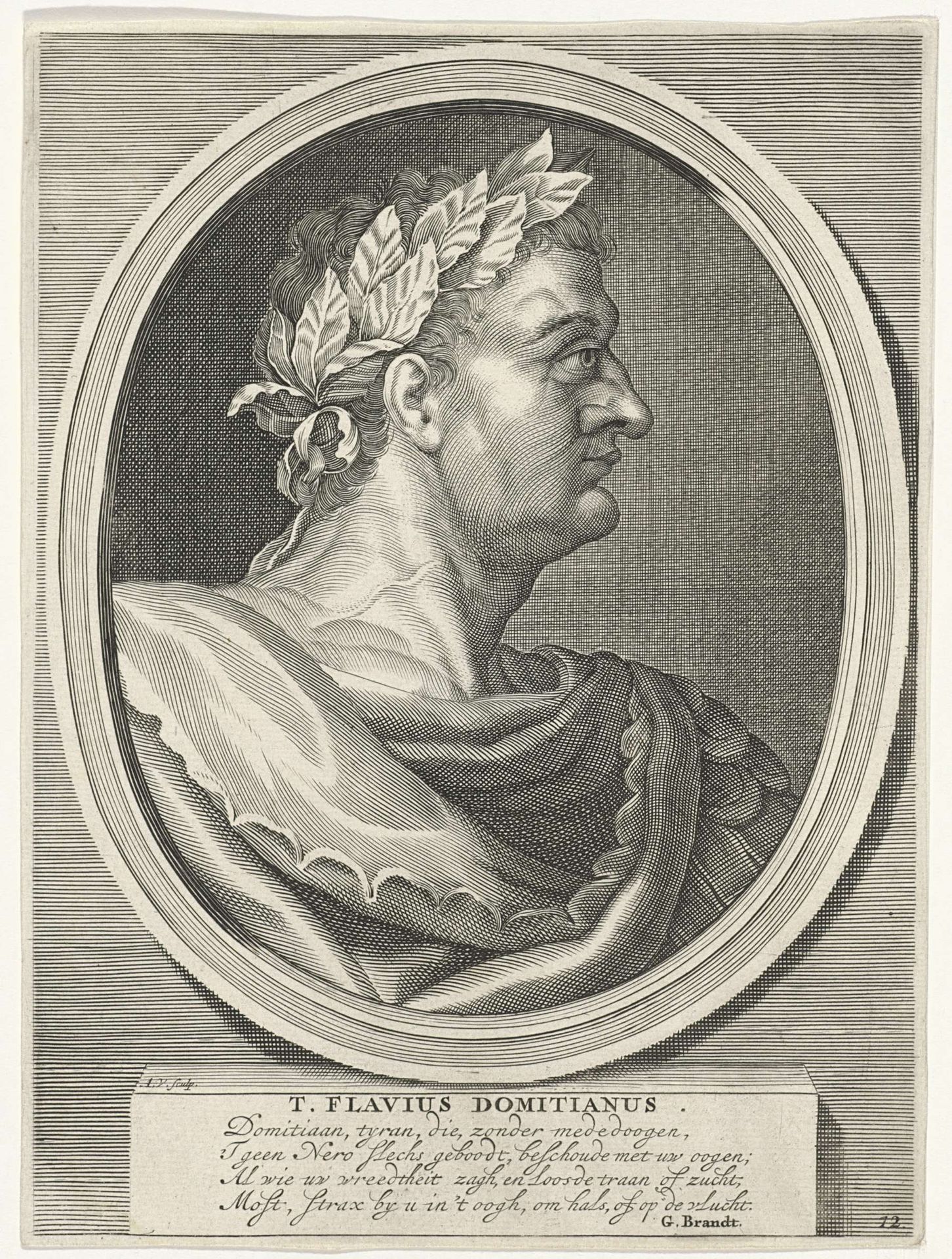 Portret van Titus Flavius Domitianus, Romeins keizer by Andries Vaillant