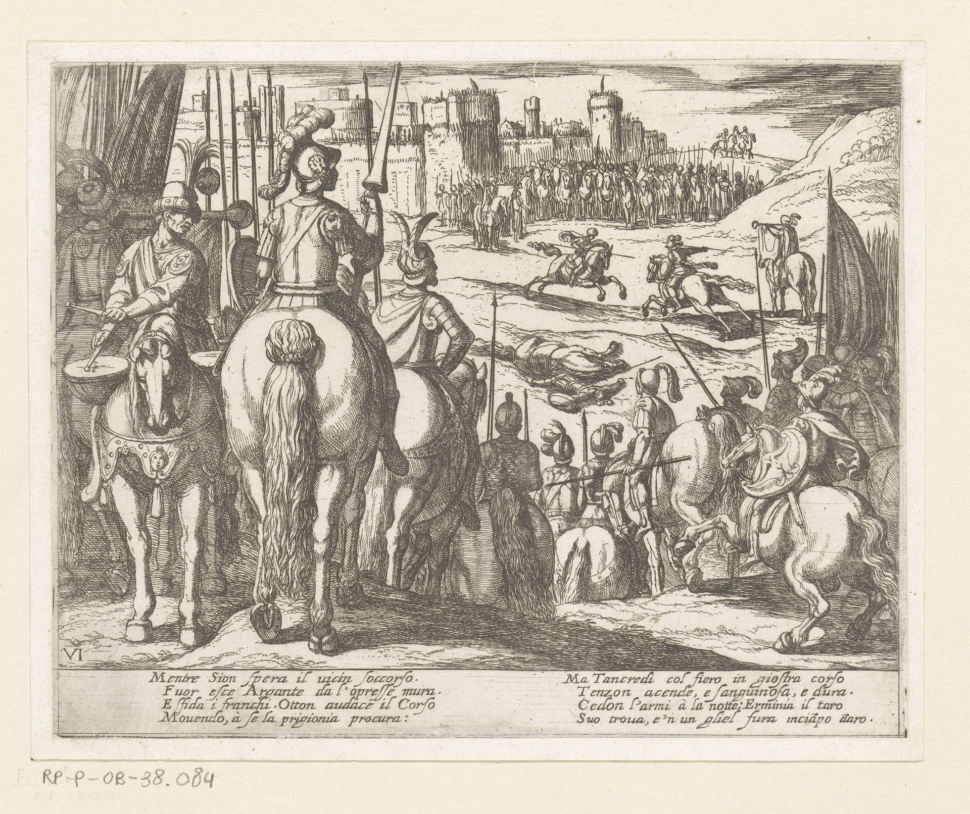 Illustratie bij Canto VI van Tasso's 'Gerusalemme Liberata' by Antonio Tempesta