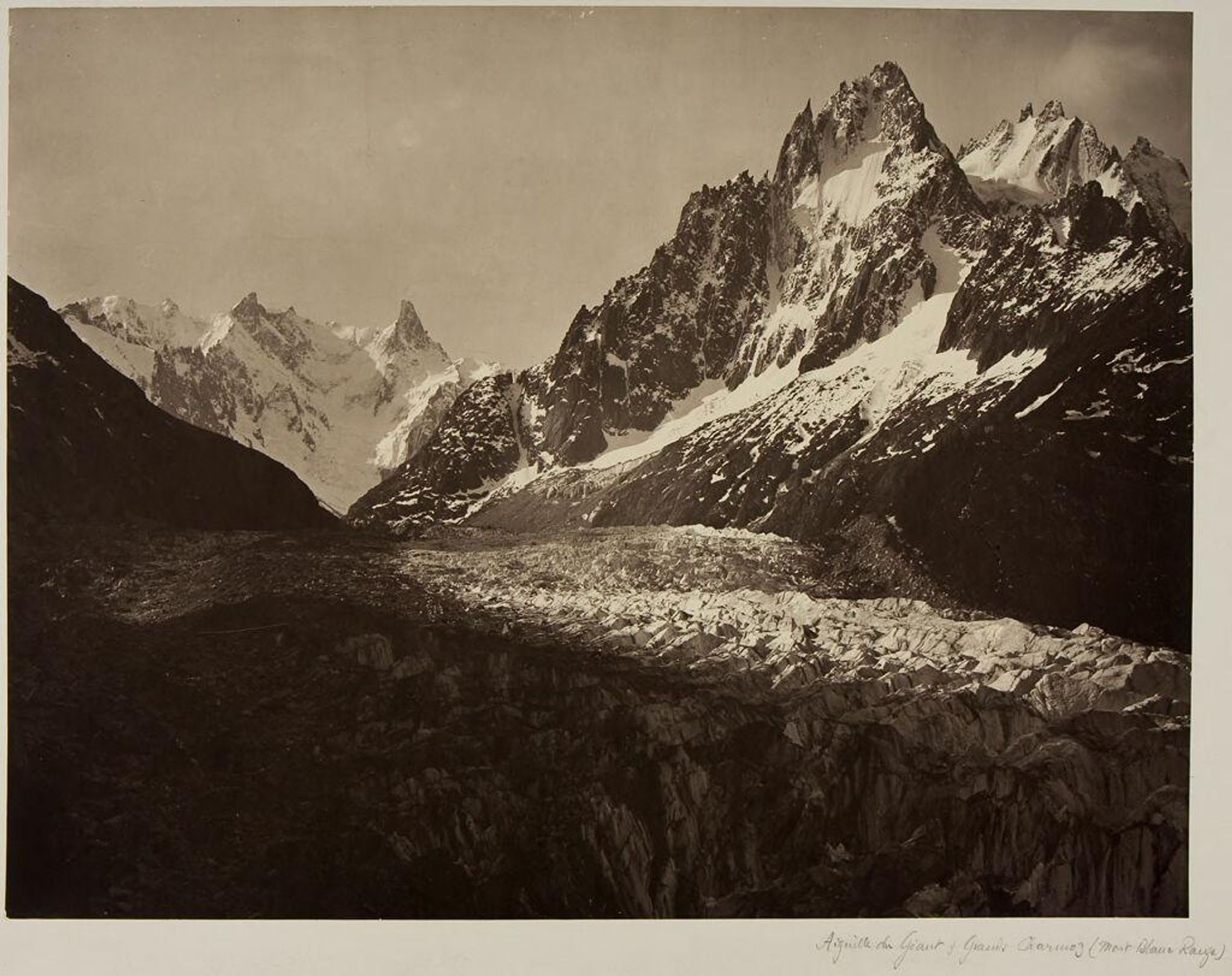 Aiguille du GÃ©ant and the Grand Charmoz seen from the Mer de Glace by Adolphe Braun