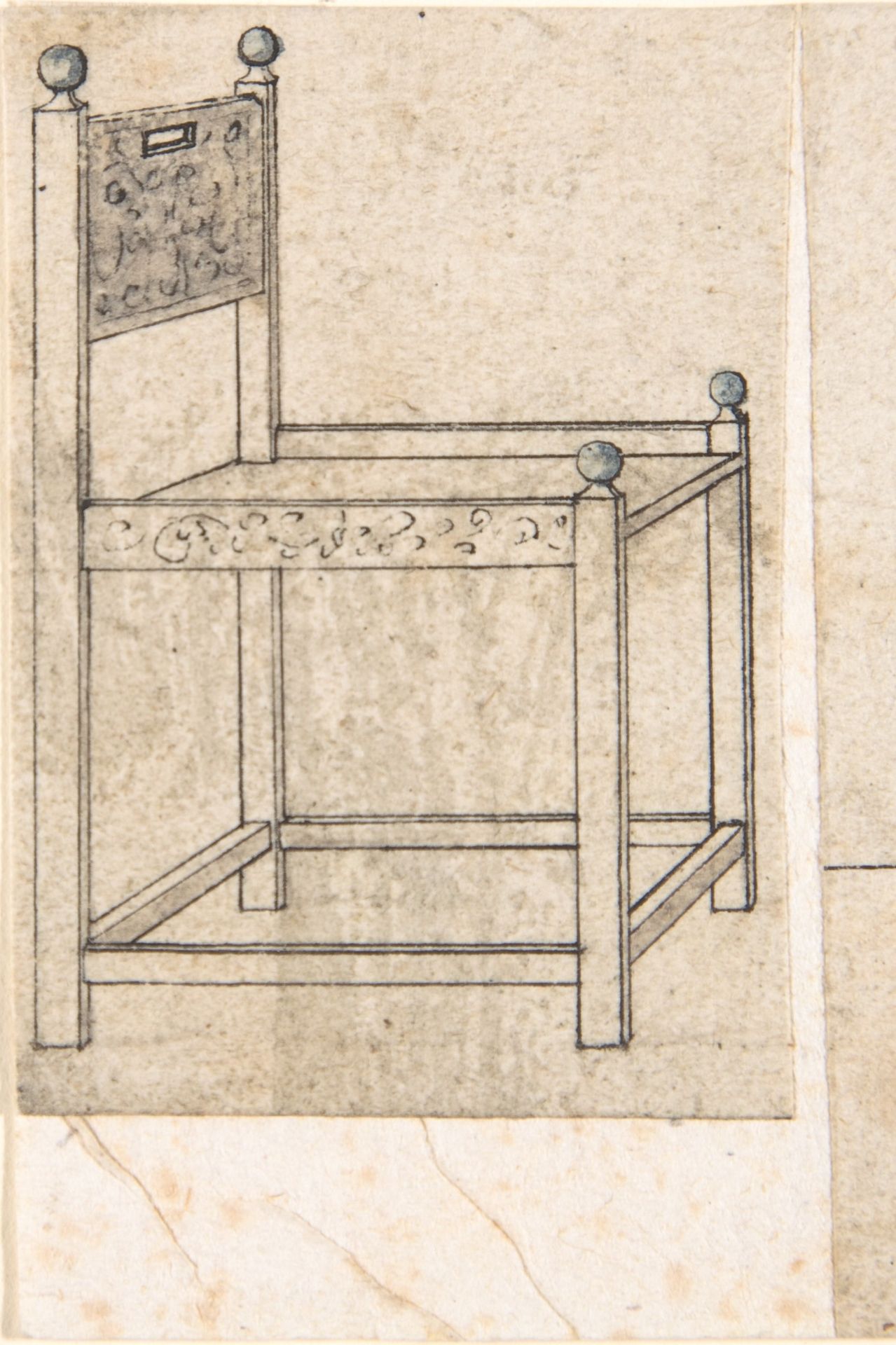 Perspectival Drawing of an Armchair by Peter Flötner