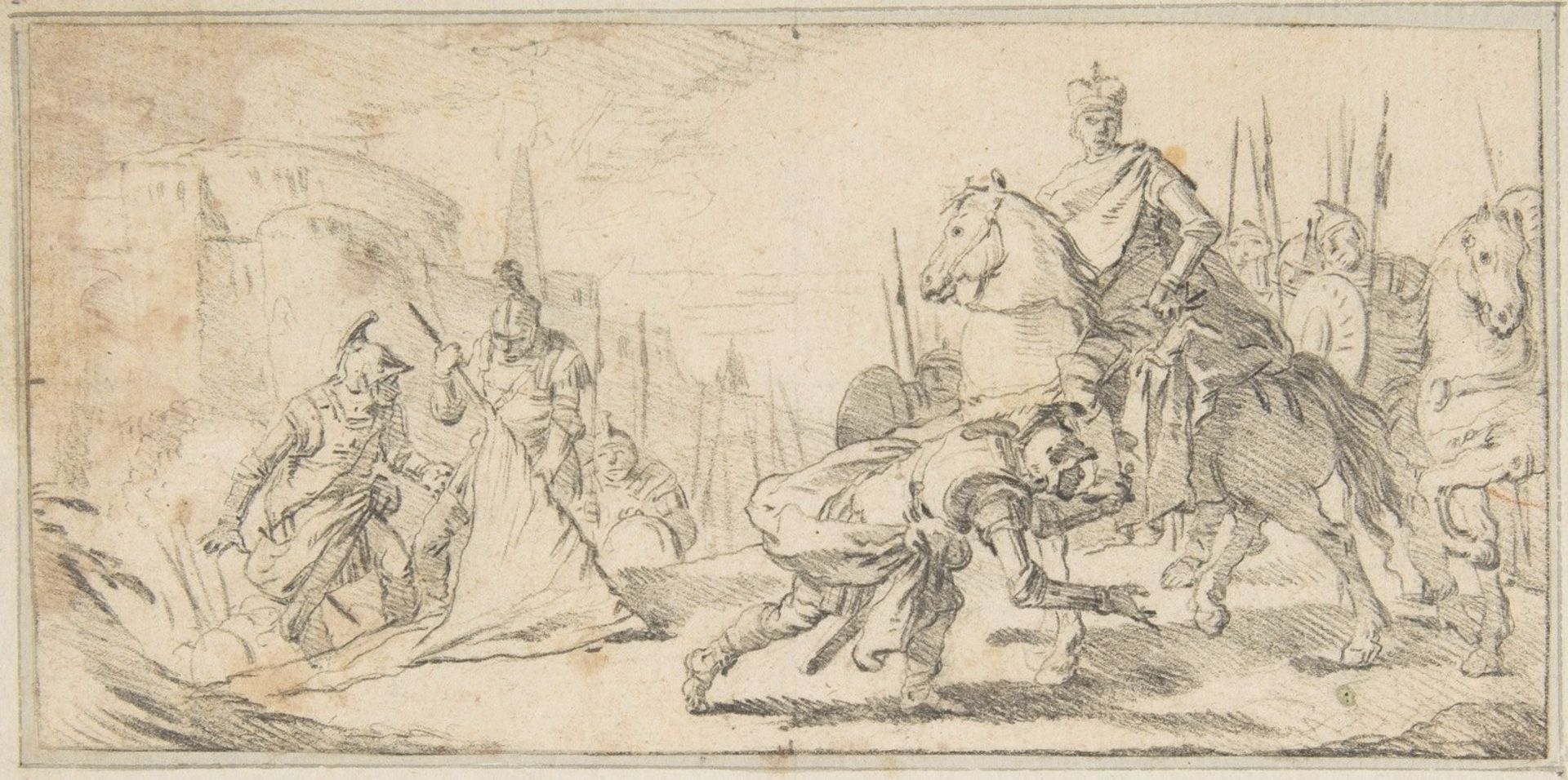 Soldiers Surrendering to an Emperor, with a City in the Background by Giovanni Battista Tiepolo