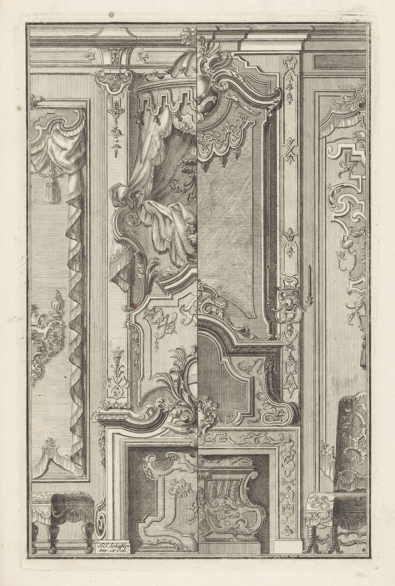 Schouw met draperie by Anonymous