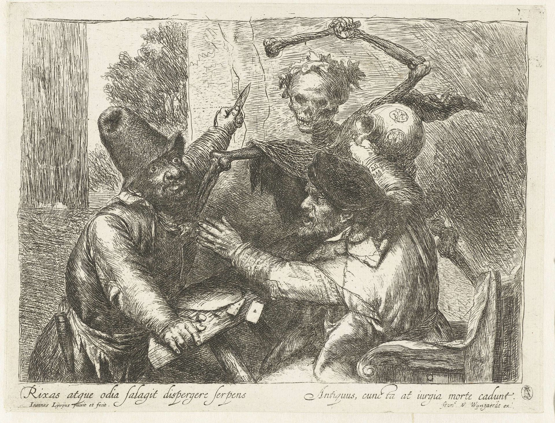 Twistende kaartspelers en de Dood by Jan Lievens
