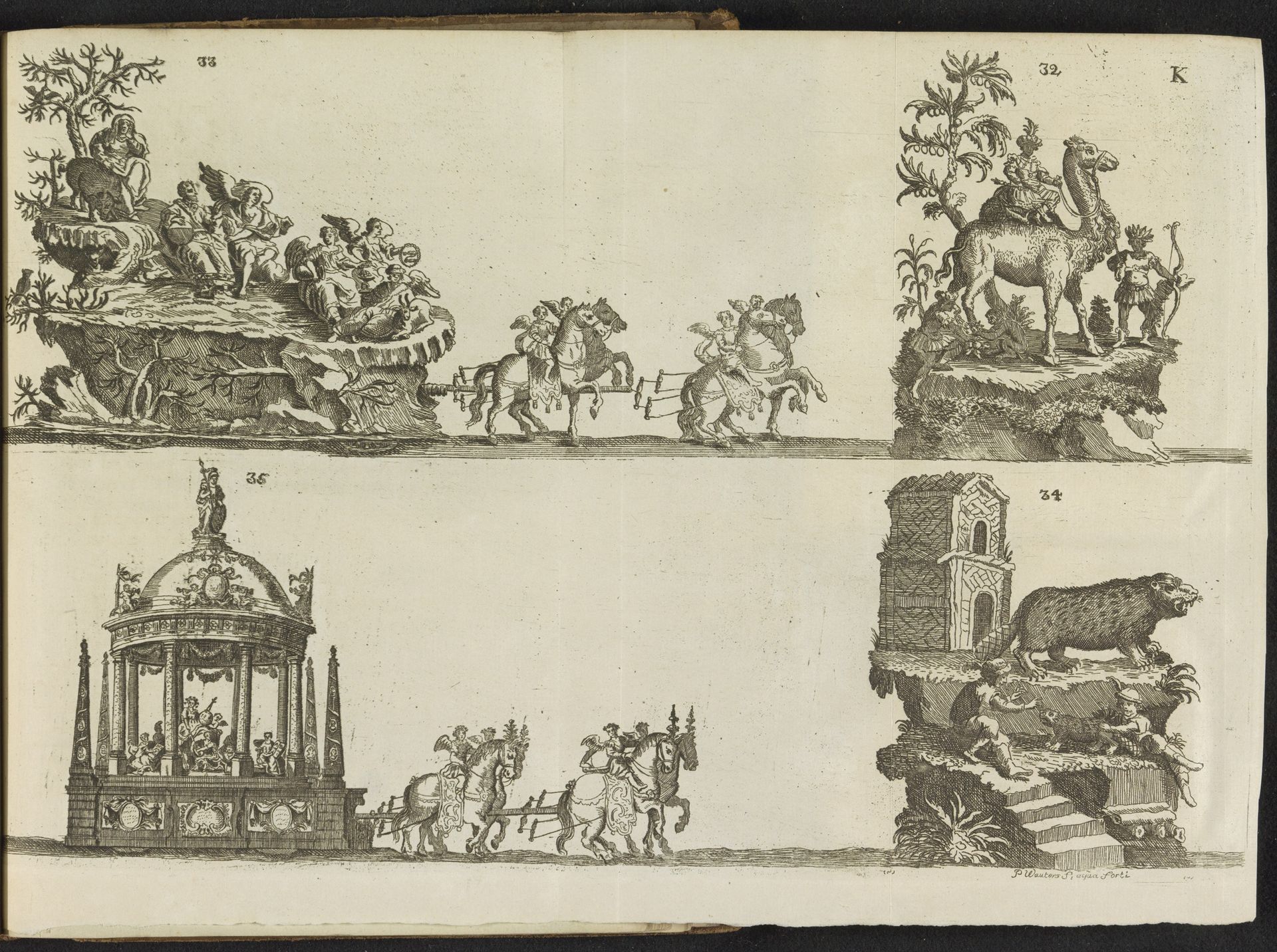Blad K: zeventiende en achttiende praalwagen, 1767 by Pieter Wauters