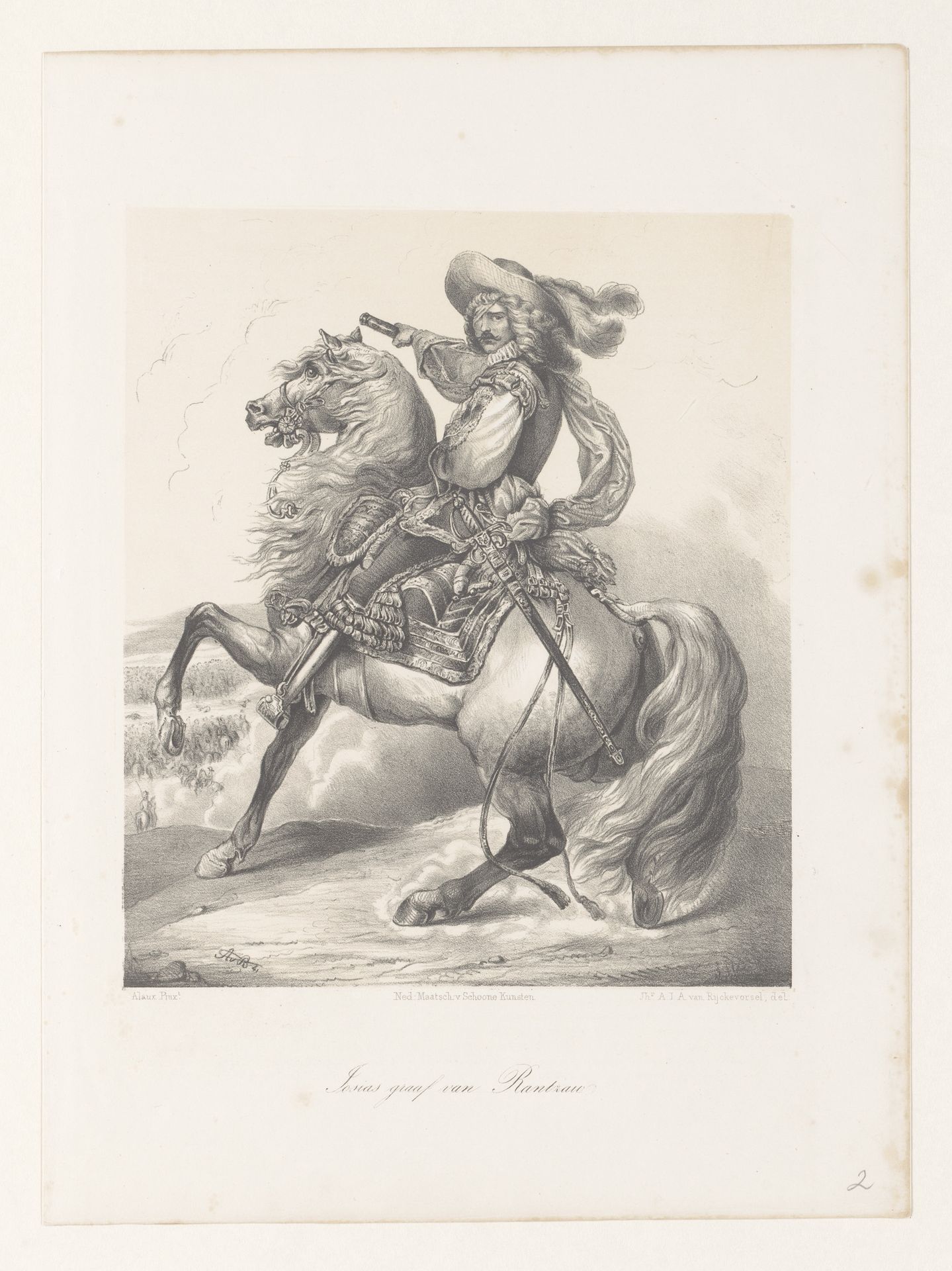 Josias von Rantzau te paard by Augustinus Josephus Aloysius van Rijckevorsel