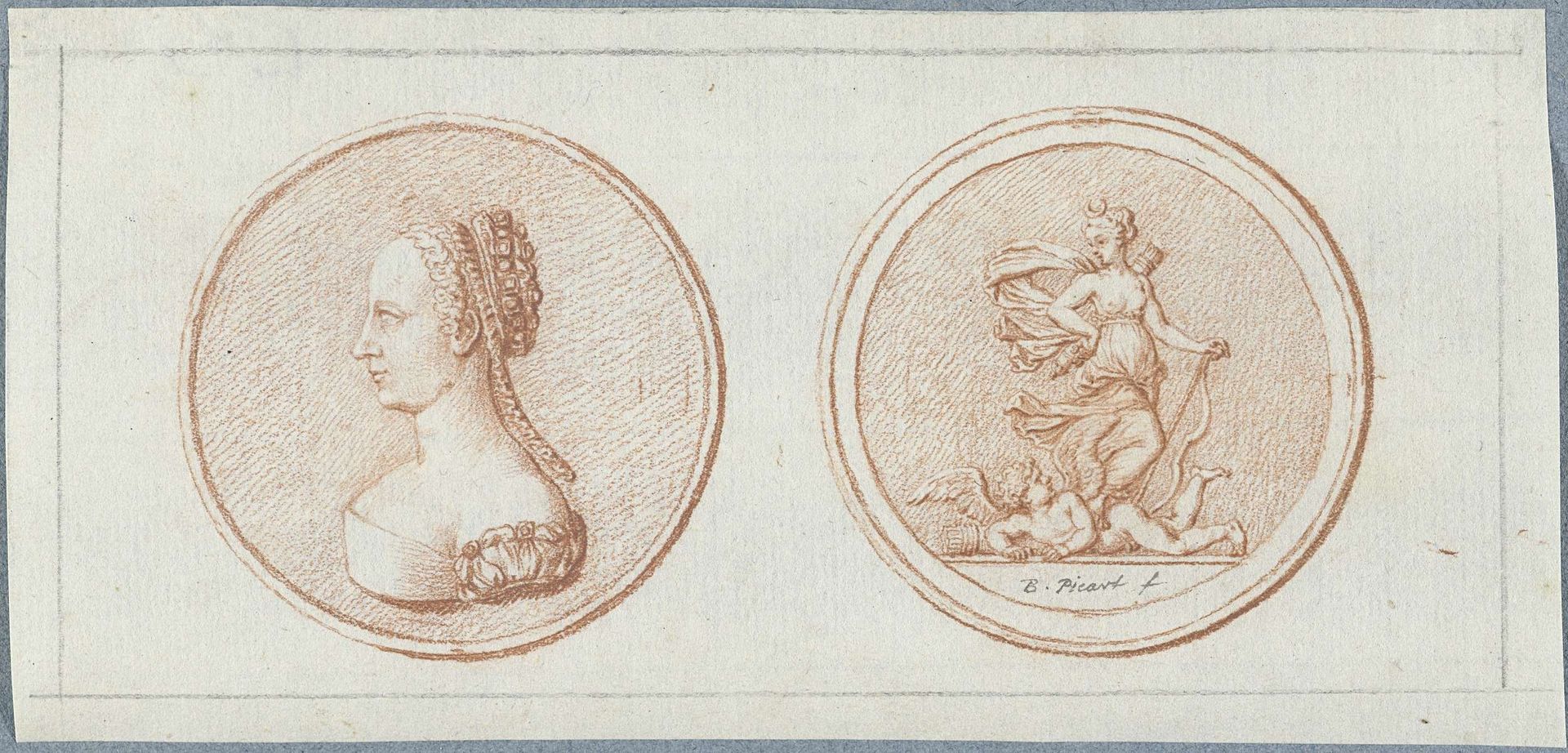 Voor- en achterzijde van een penning met het portret van Diane de Poitiers by Bernard Picart