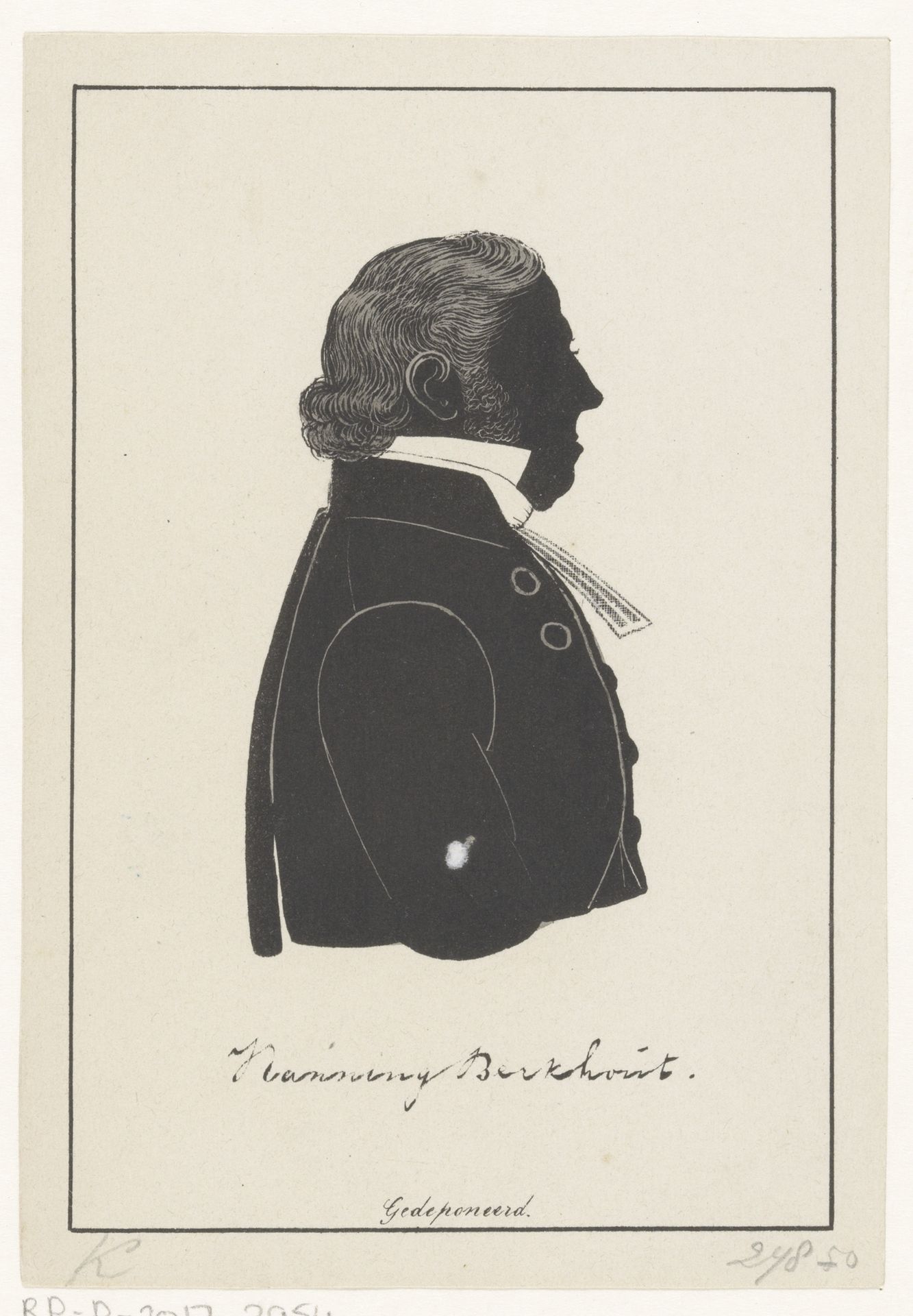 Silhouetportret van Nanning Berkhout by Pieter (IV) Barbiers