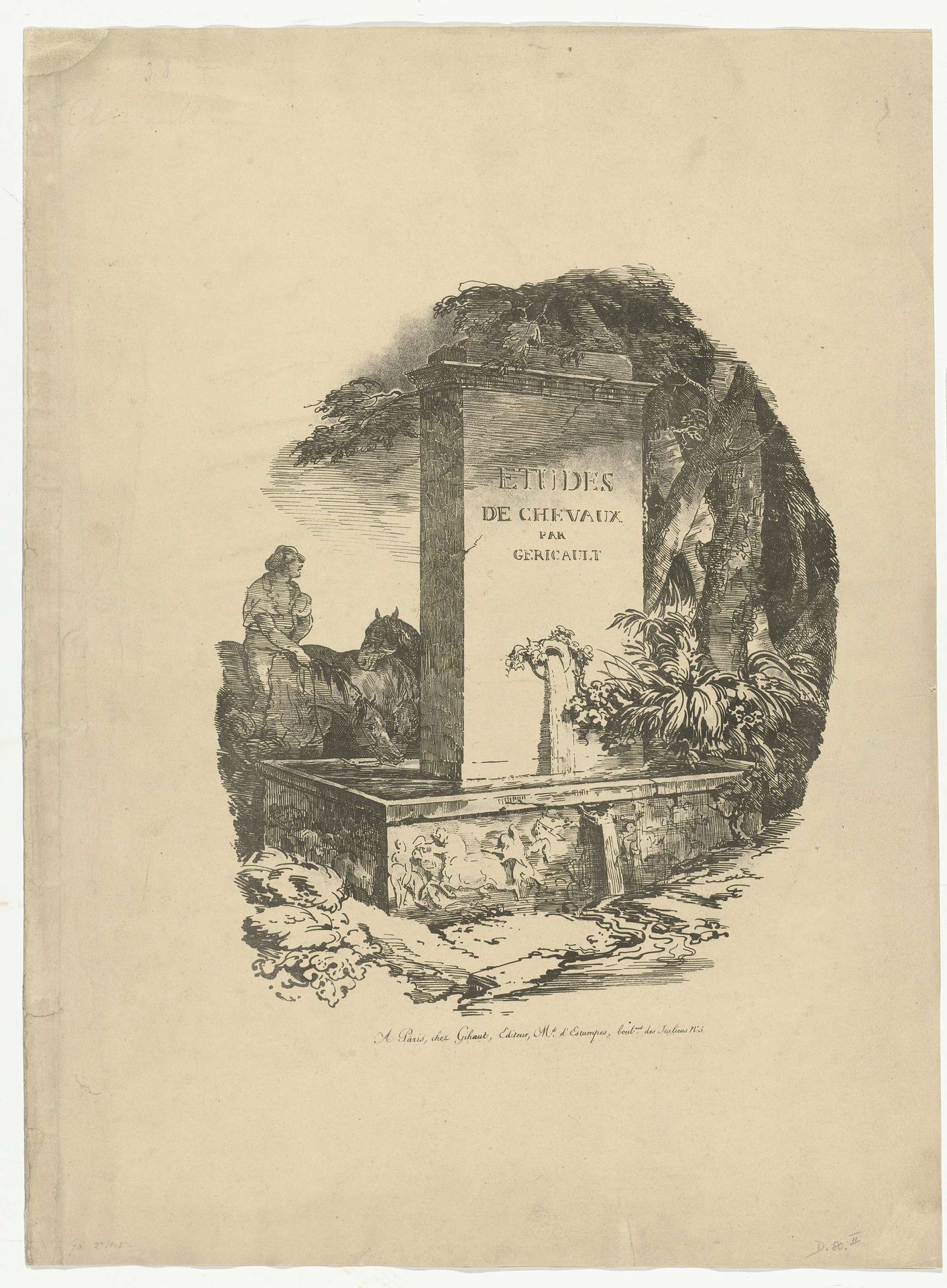 Titelblad met een drinkplaats by Théodore Géricault