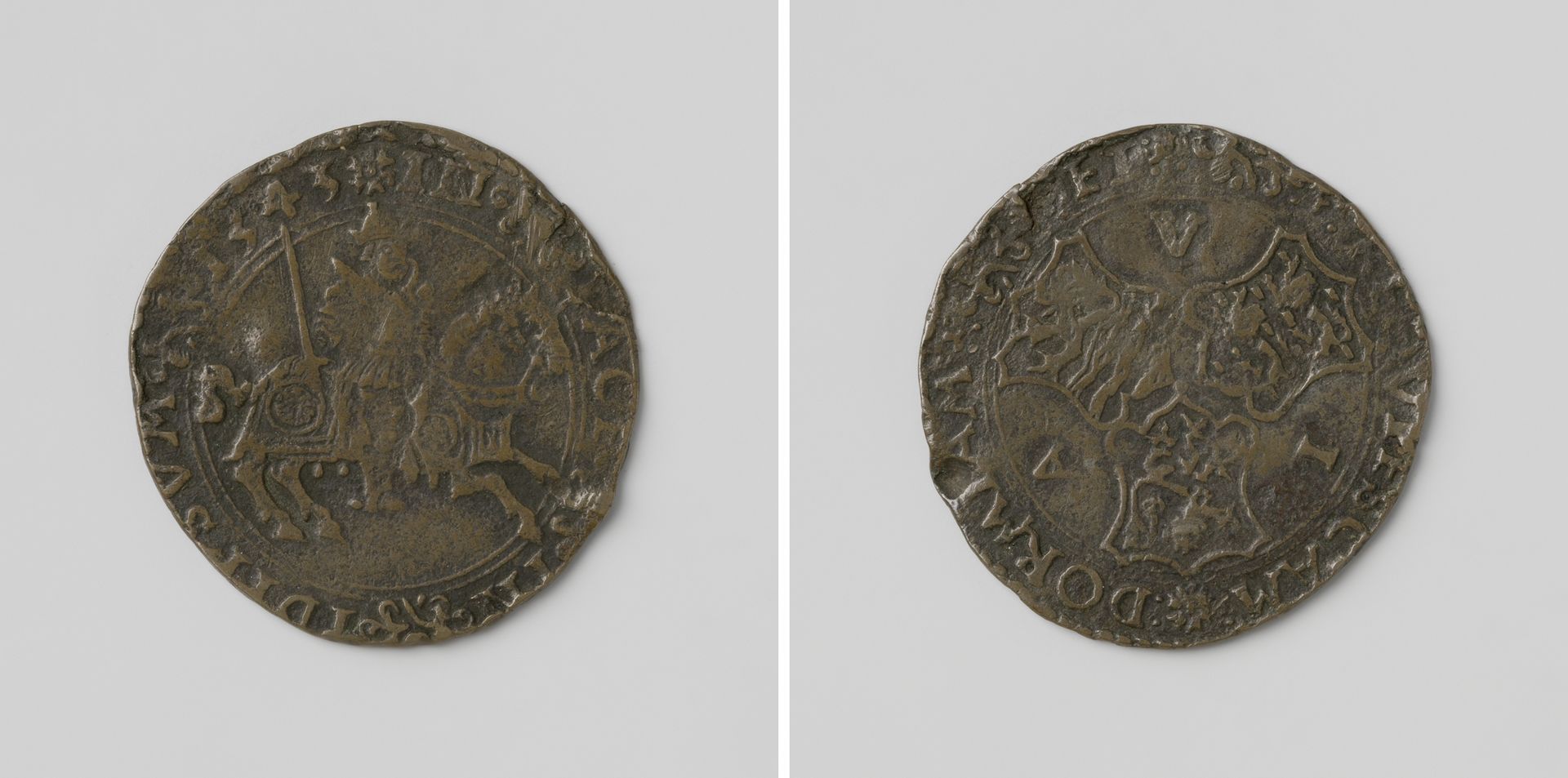 Verdrag van Venlo tussen Willem II, hertog van Gelre, Gulik en Kleef en Karel V, Duits keizer, rekenpenning ten behoeve van Aelbrecht van Loo, klerk-ordinaris van de rekenkamer van Holland te 's-Grave by Anonymous
