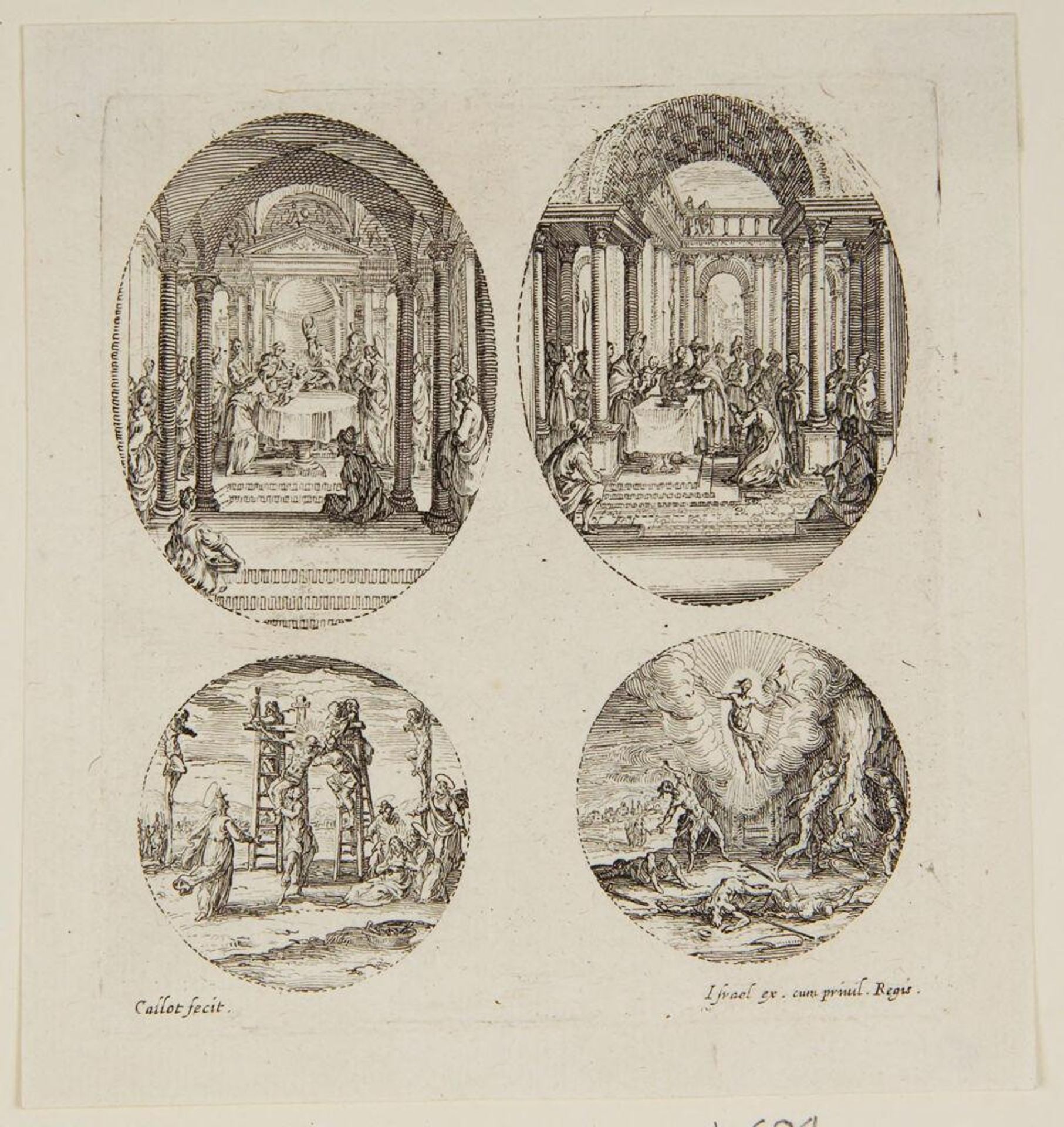 The Baptism of the Infant Christ; Another View of Christ's Baptism; Taking Christ down off the Cross; An Angel Visiting the Sinners by Jacques Callot