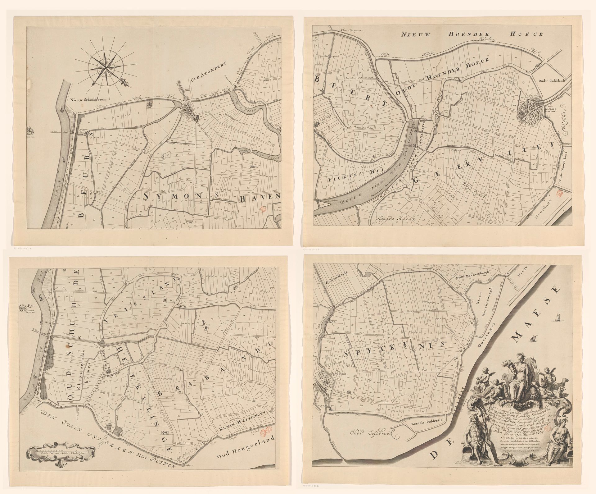 Kaart van de Ring van Putten, bestaande uit vier delen by Gilliam van der Gouwen