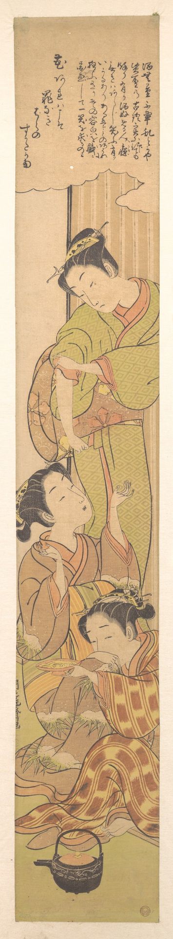 Three Girls Drinking Sake by Isoda Koryūsai
