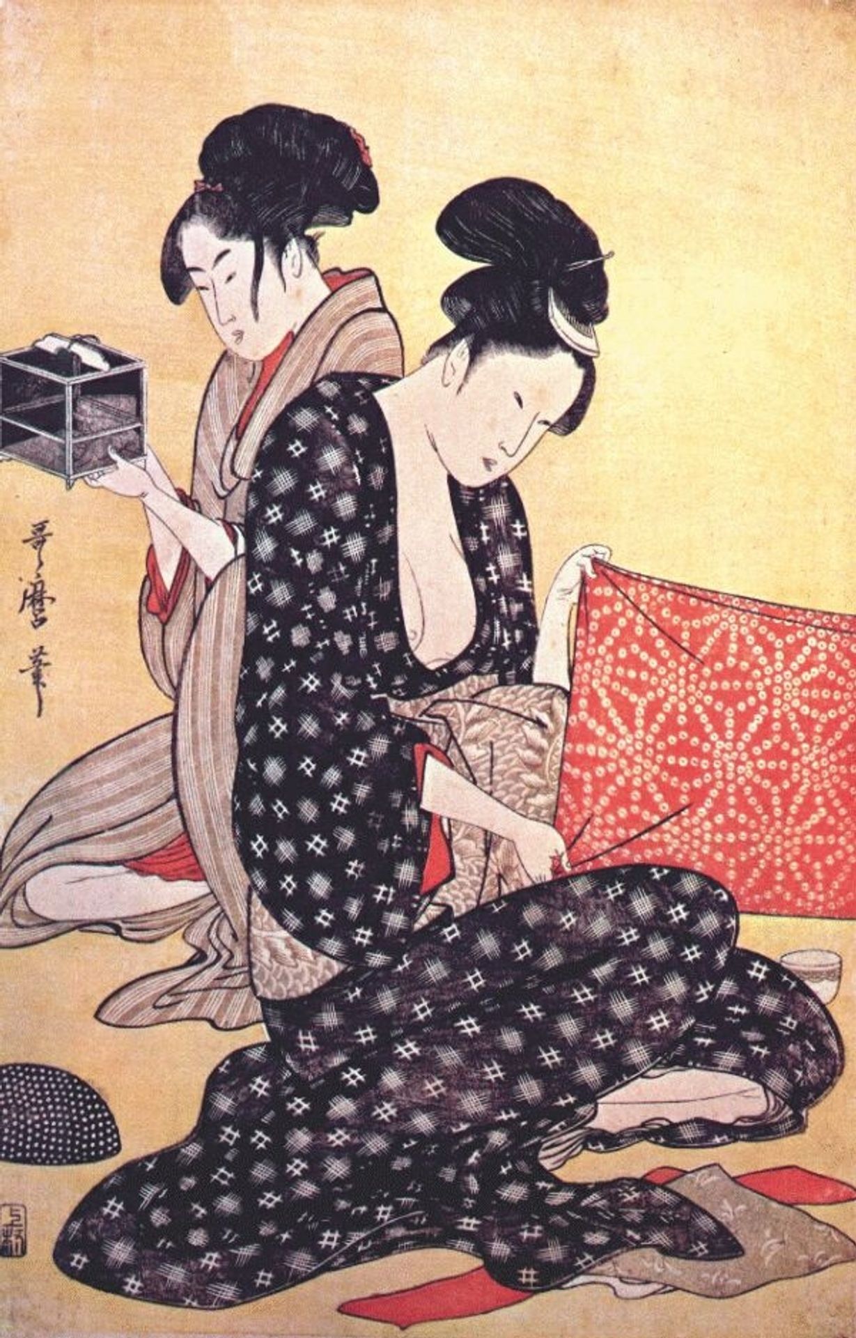 Women making dresses by Kitagawa Utamaro
