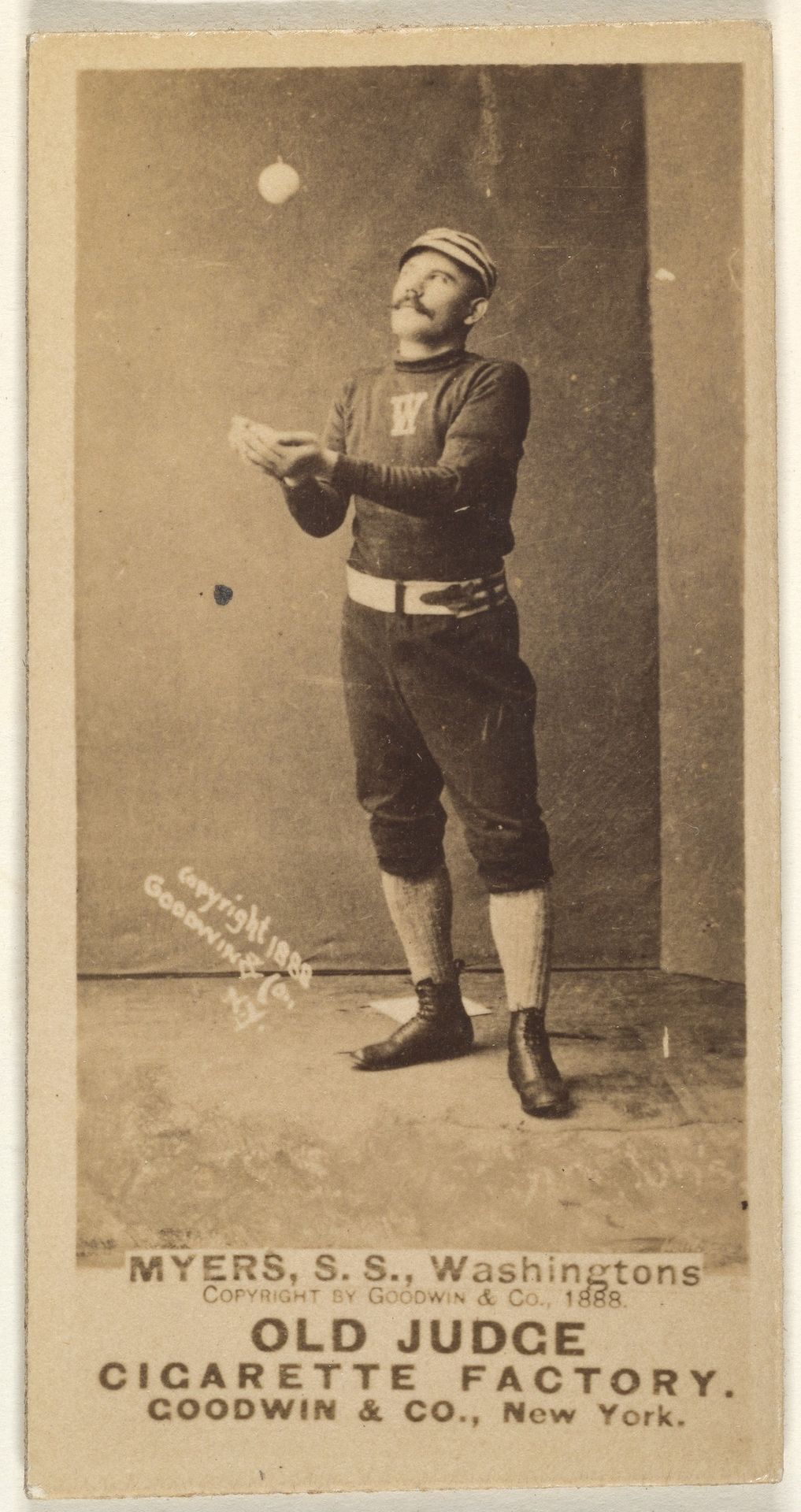 James Albert "Al" Myers, Shortstop, Washington Nationals, from the Old Judge series (N172) for Old Judge Cigarettes by Goodwin & Company