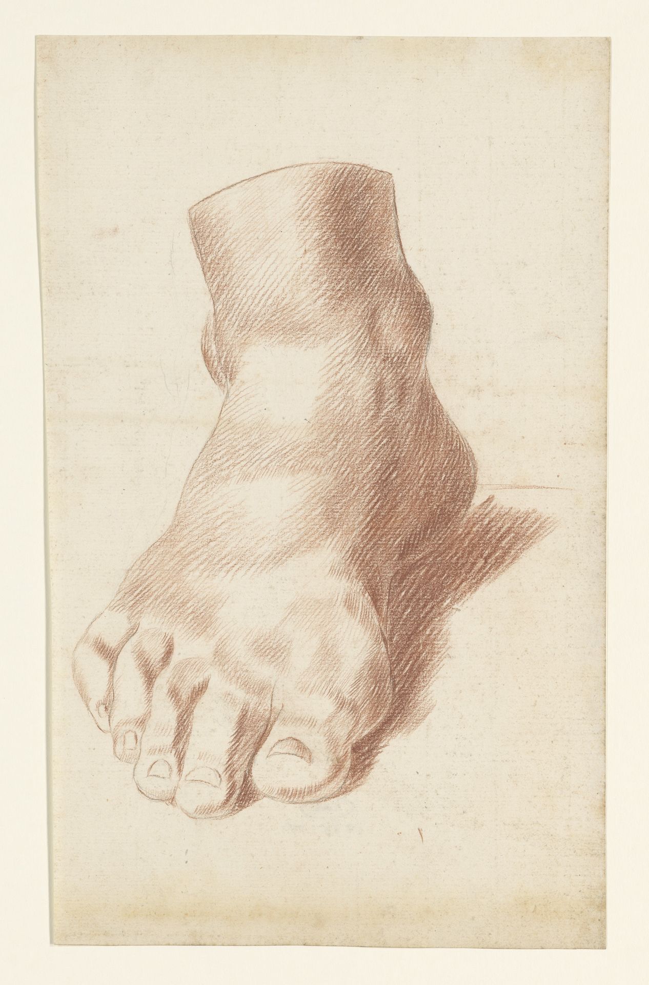 Academiestudie naar een gips van een antiek beeld: detailstudie van een voet by Johannes Tavenraat