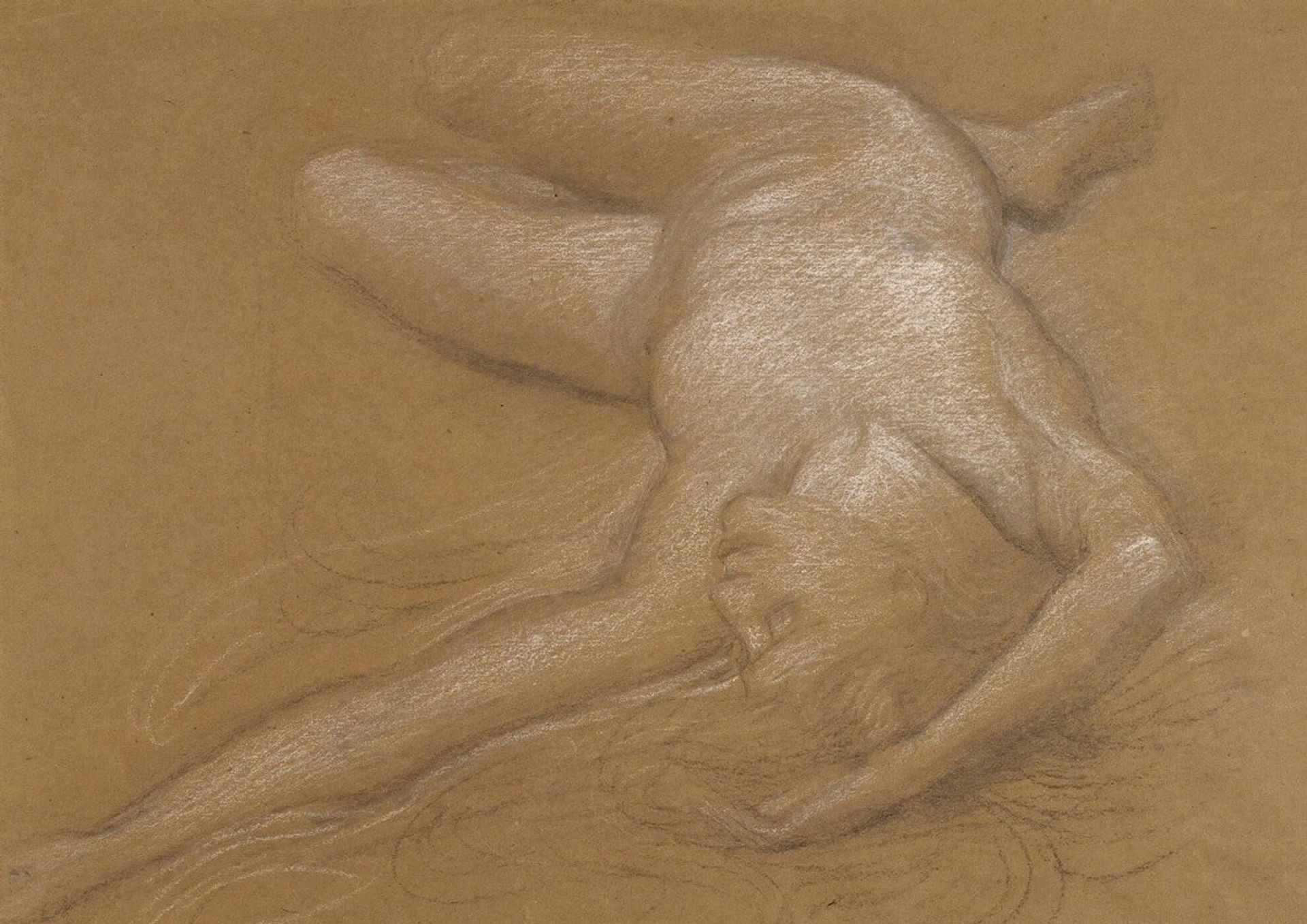 Study Of A Reclining Nude Girl For The Cave Of The Storm Nymphs by Edward John Poynter