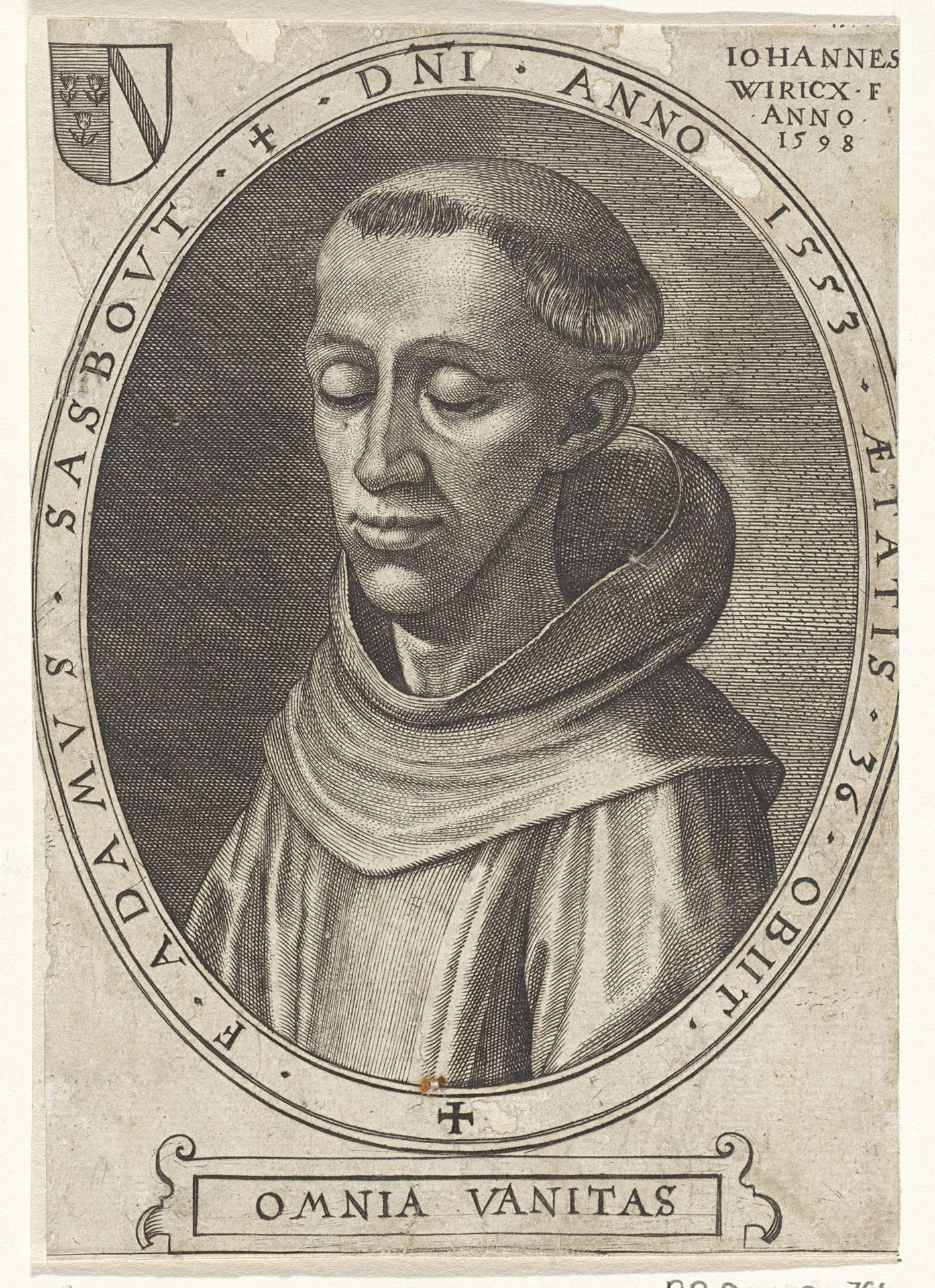 Portret van de theoloog Adam Sasbout by Wierix