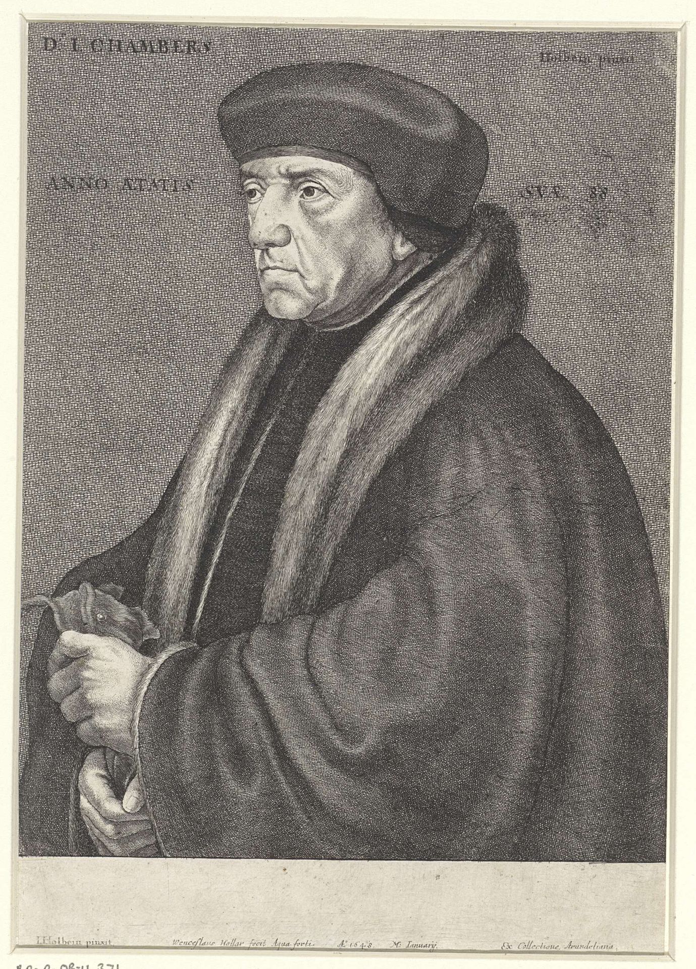 Portret van John Chamber by Wenceslaus Hollar