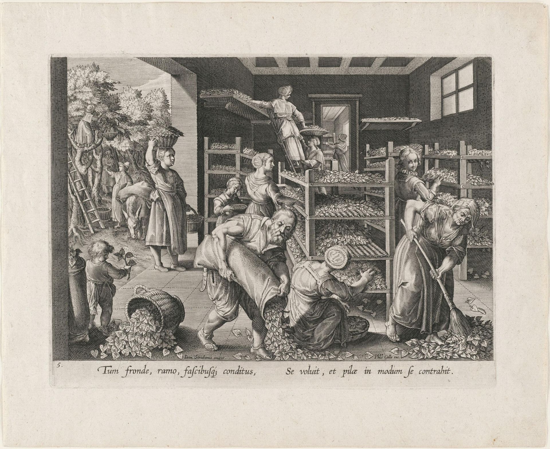 The Gathering of Mulberry Leaves and the Feeding of the Silkworms by Karel de Mallery