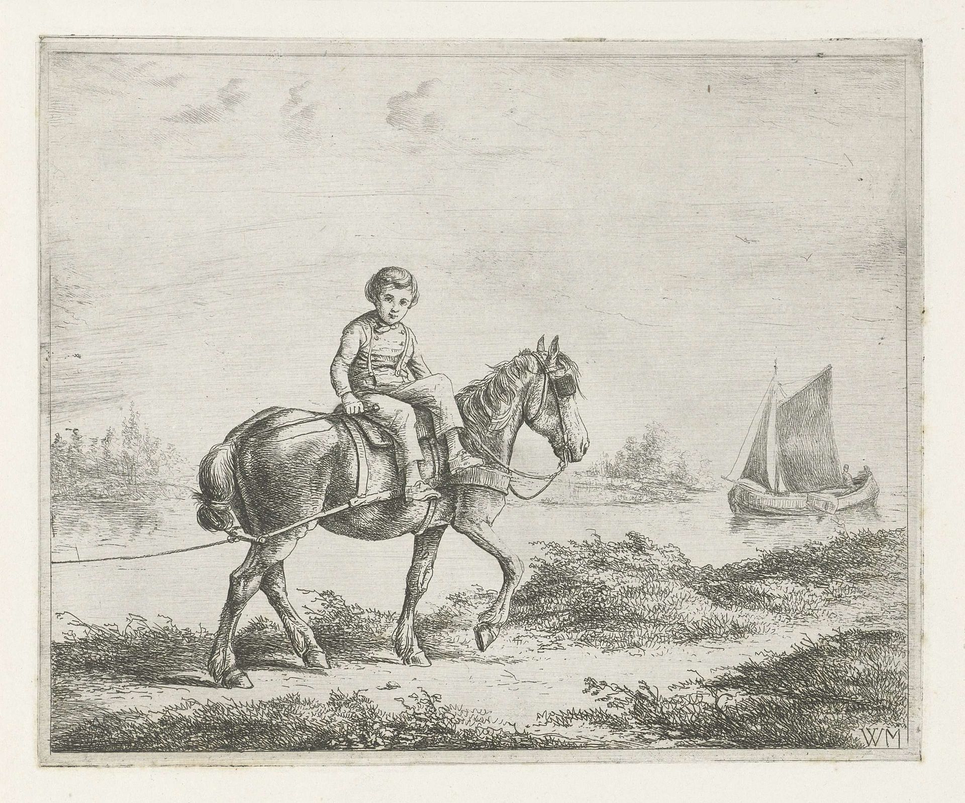 Jongen op een jaagpaard by Christiaan Wilhelmus Moorrees