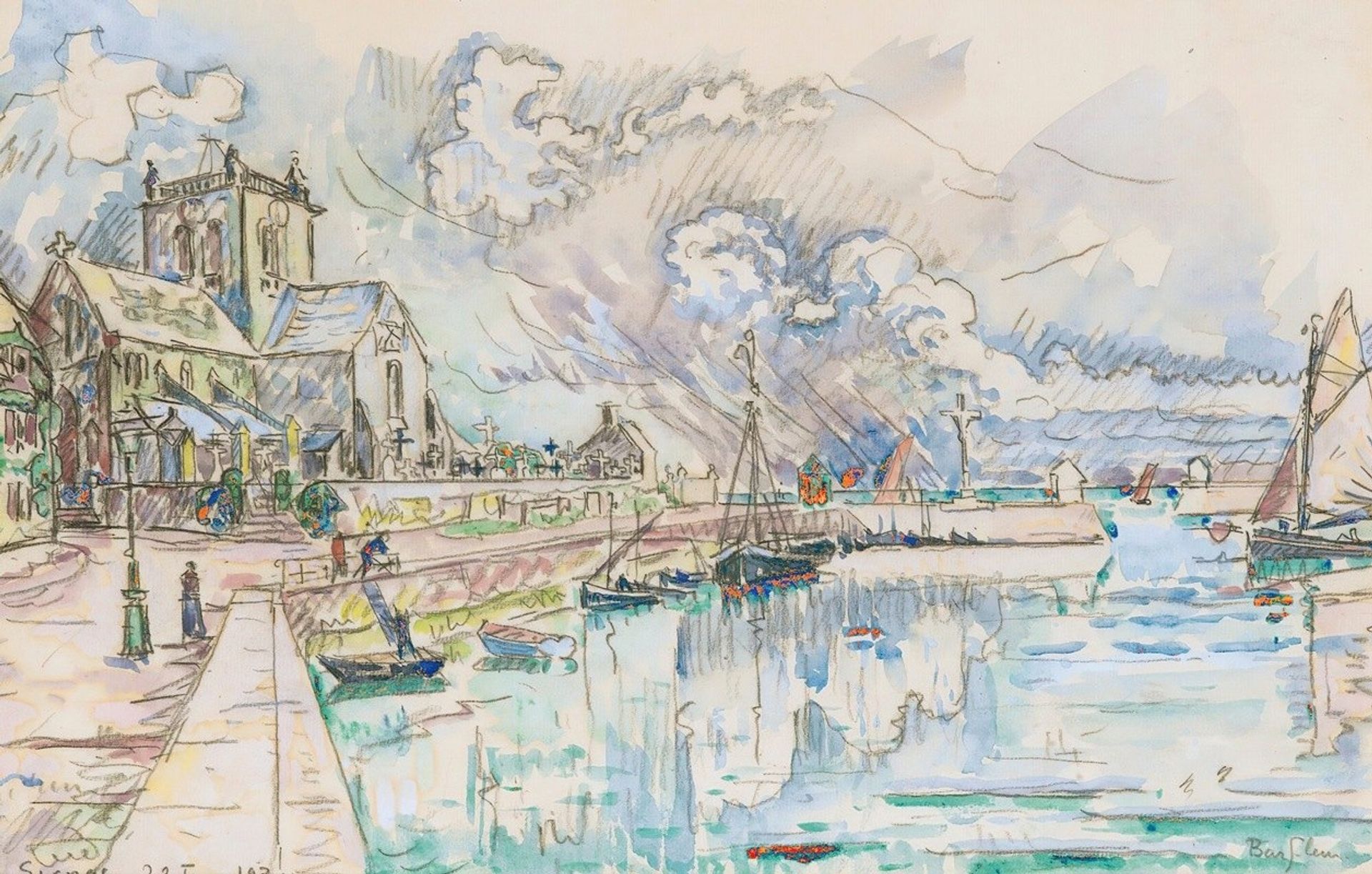 Barfleur, Le Port by Paul Signac