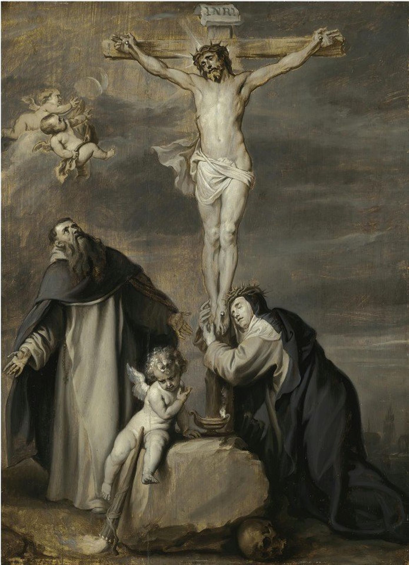 The Crucified Christ Adored By Saints Dominic And Catherine Of Siena by Anthony van Dyck