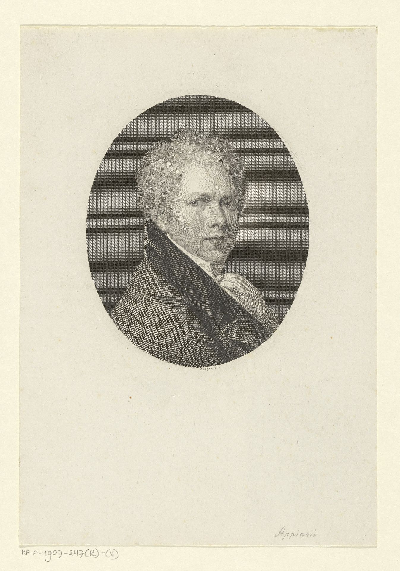 Portret van schilder Andrea Appiani by Giuseppe Longhi
