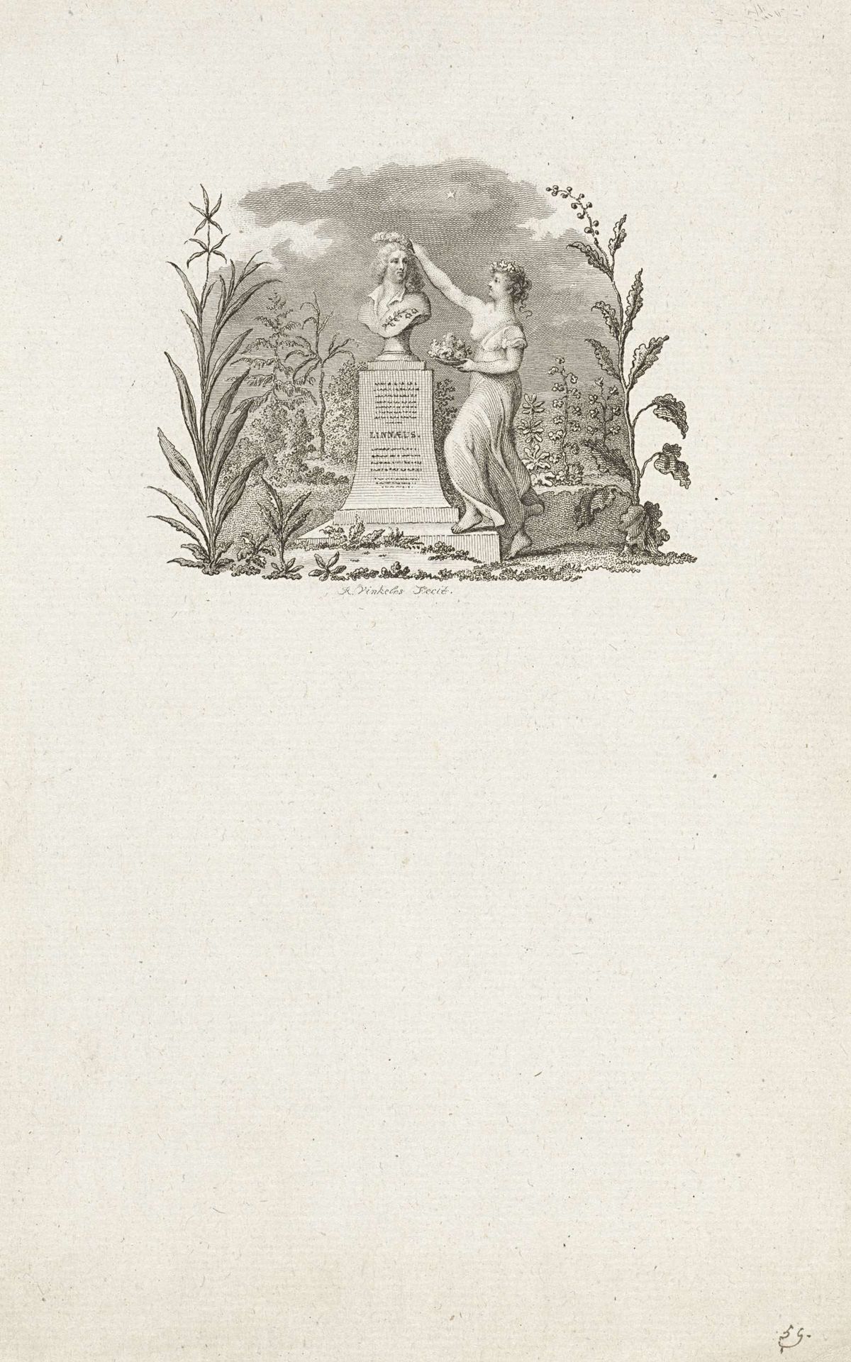 Gekroonde buste van Carolus Linnaeus by Reinier Vinkeles