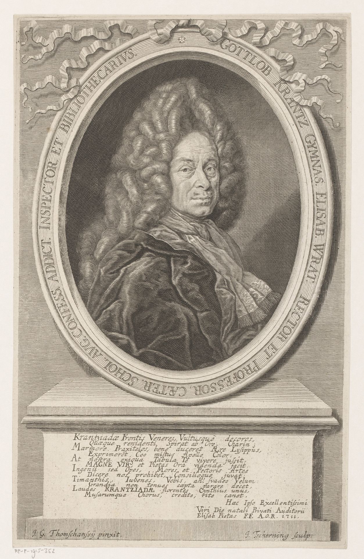 Portret van Gottlob Krantz by Johann Tscherning