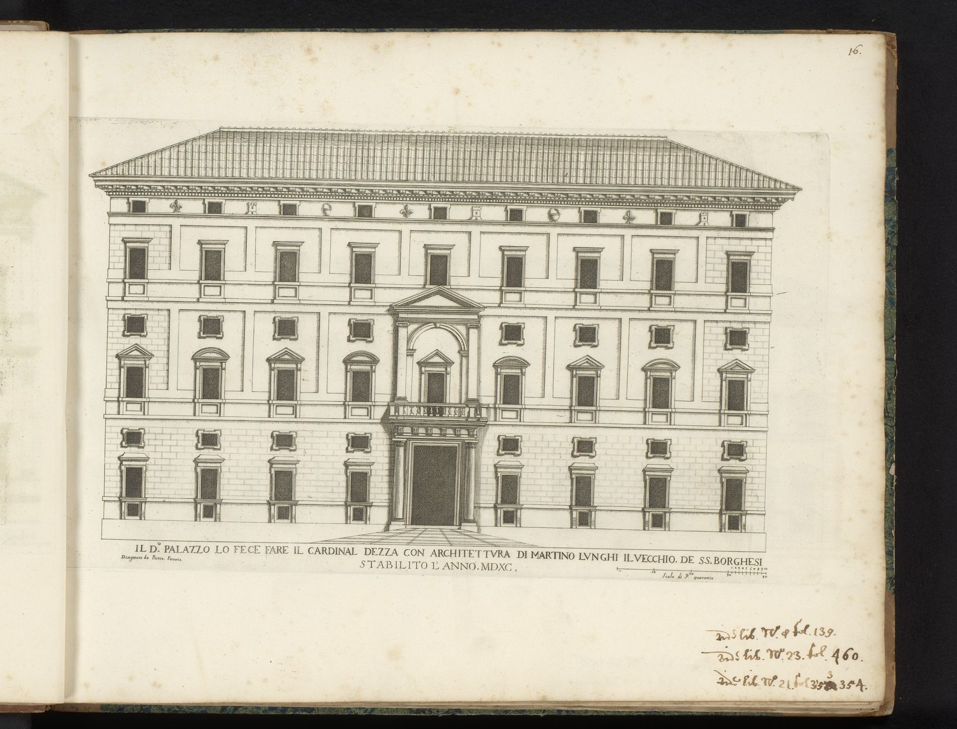 Façade van Palazzo Borghese by Giovanni Battista Falda