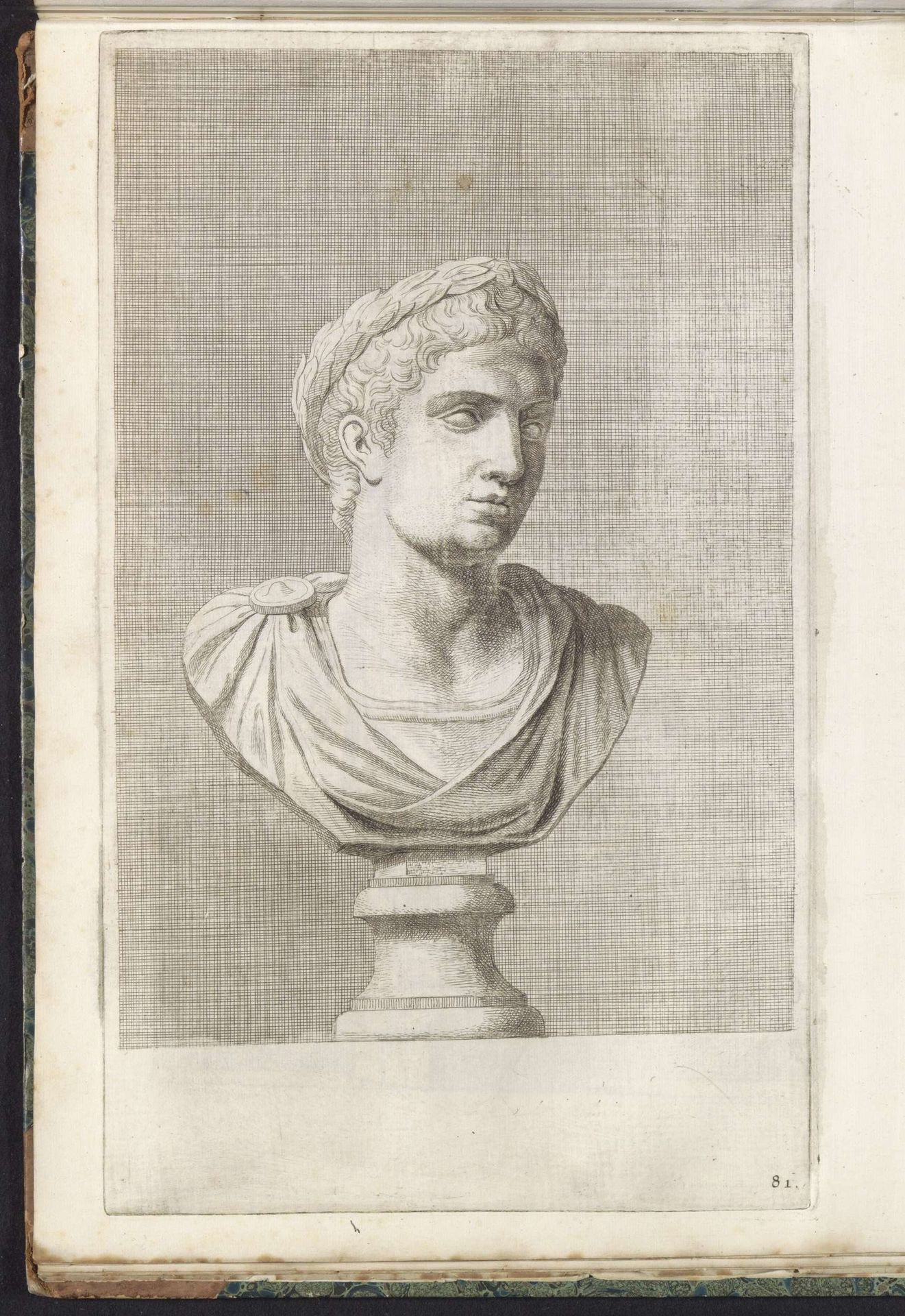 Buste van een jonge man met lauwerkrans, naar rechts by Hubert Quellinus