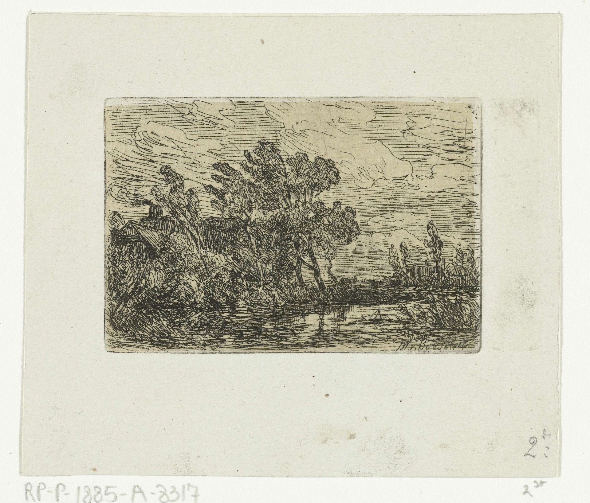 Landschap met boerderij by Jan Willem van Borselen