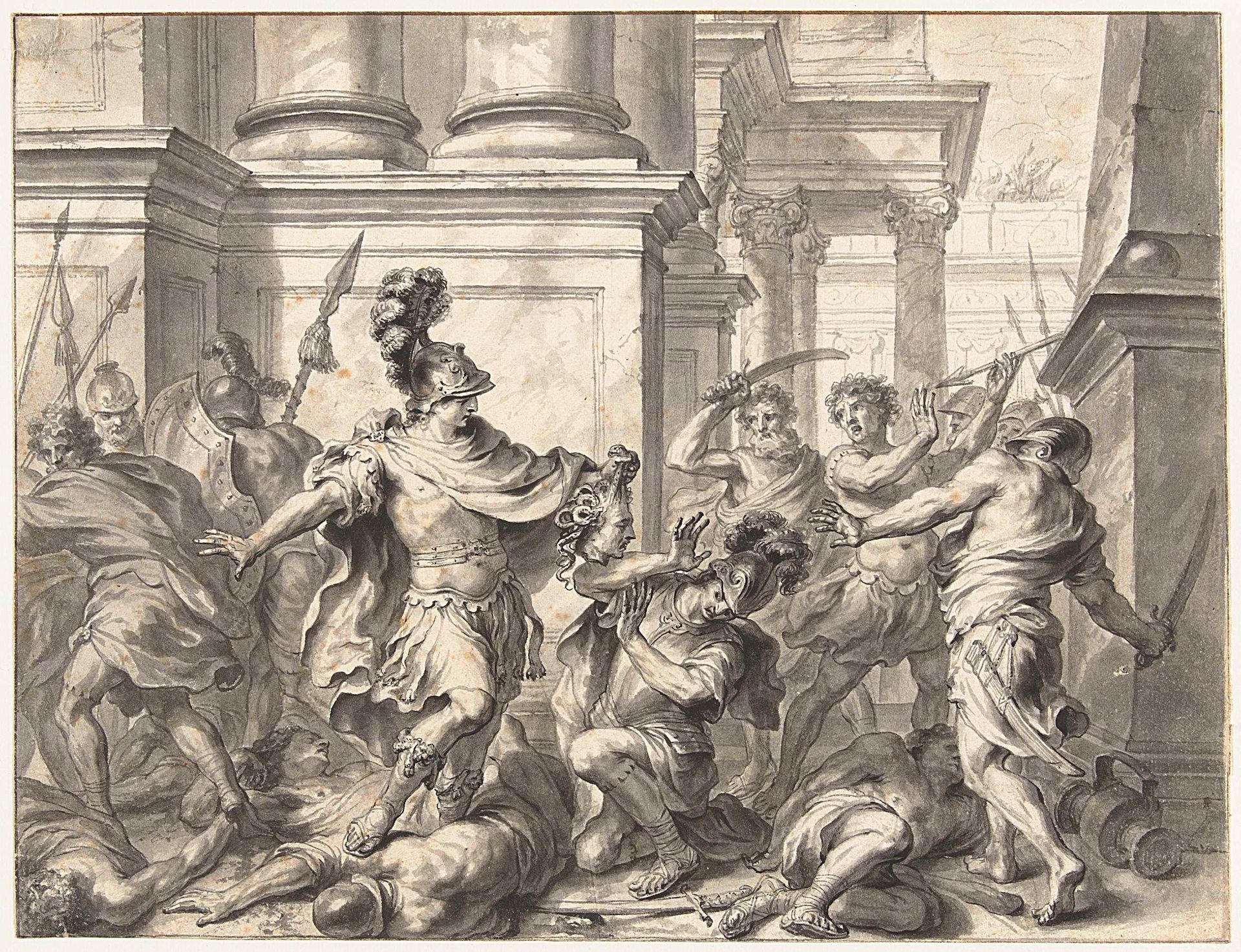 Perseus toont het hoofd van Medusa by Godfried Maes