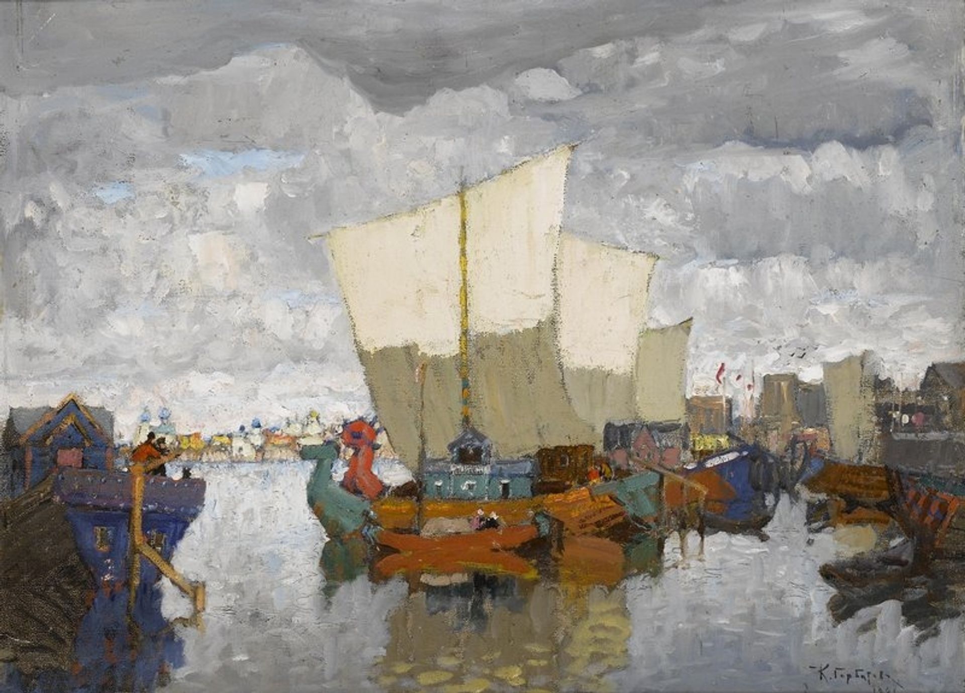 Anchored Boats by Konstantin Gorbatov