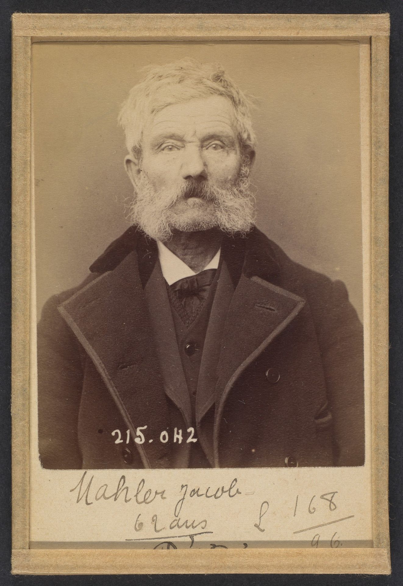 Mahler. Jacob, Henri, Jean. 61 ans, né à Hanovre (Duché de Hesse). Couvreur. Anarchiste. 3/3/94. by Alphonse Bertillon