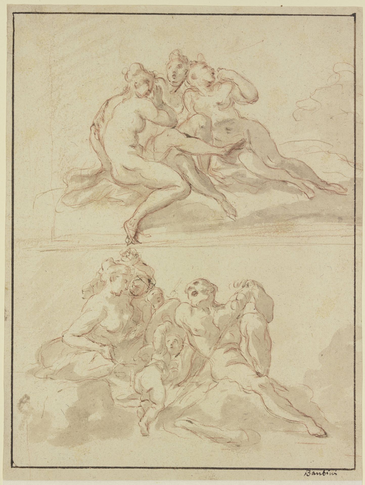 Two allegorical groups by Nicolò Bambini