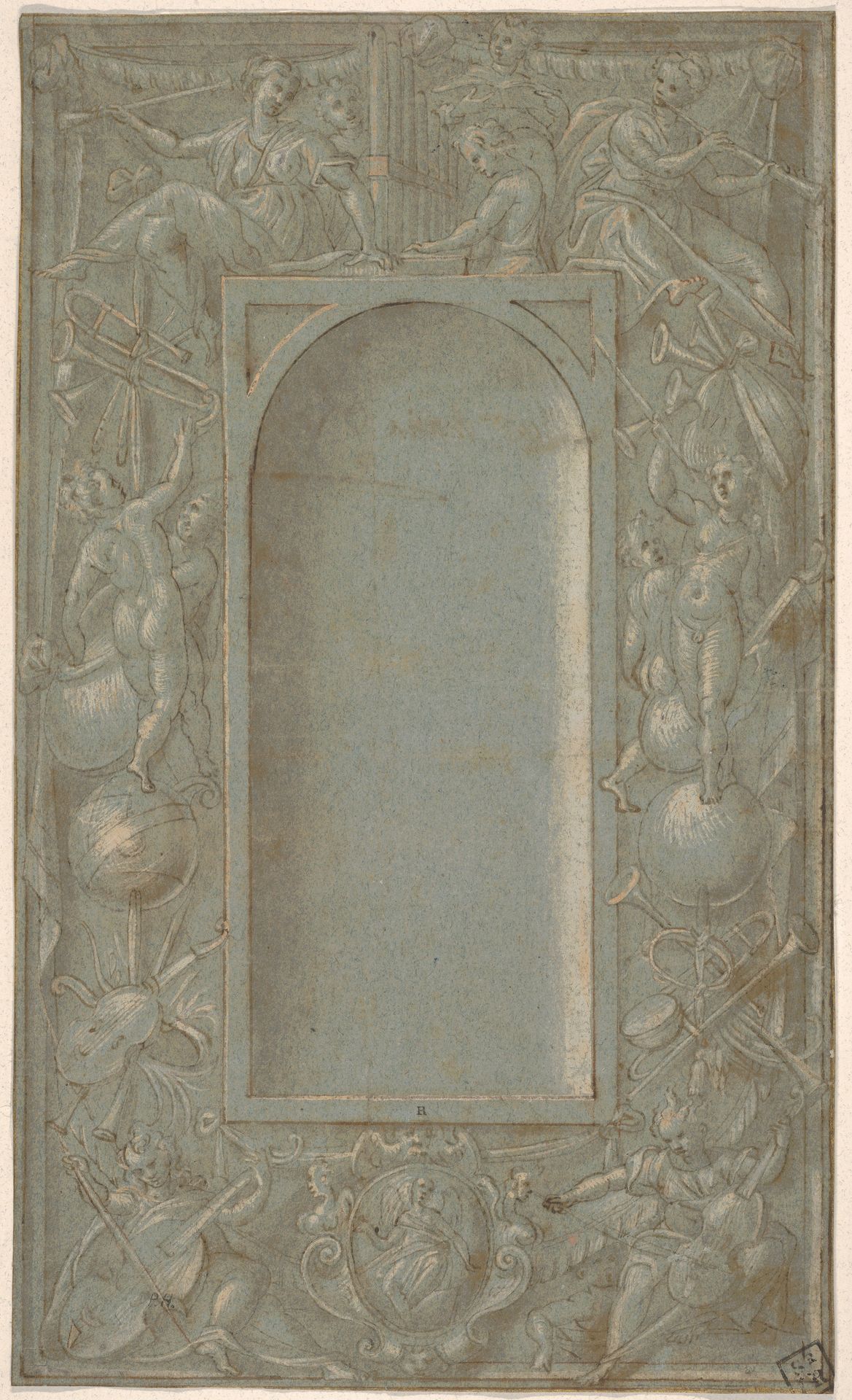 Niche Surrounded by a Decorative Frame Dedicated to the Theme of Music by Anonymous