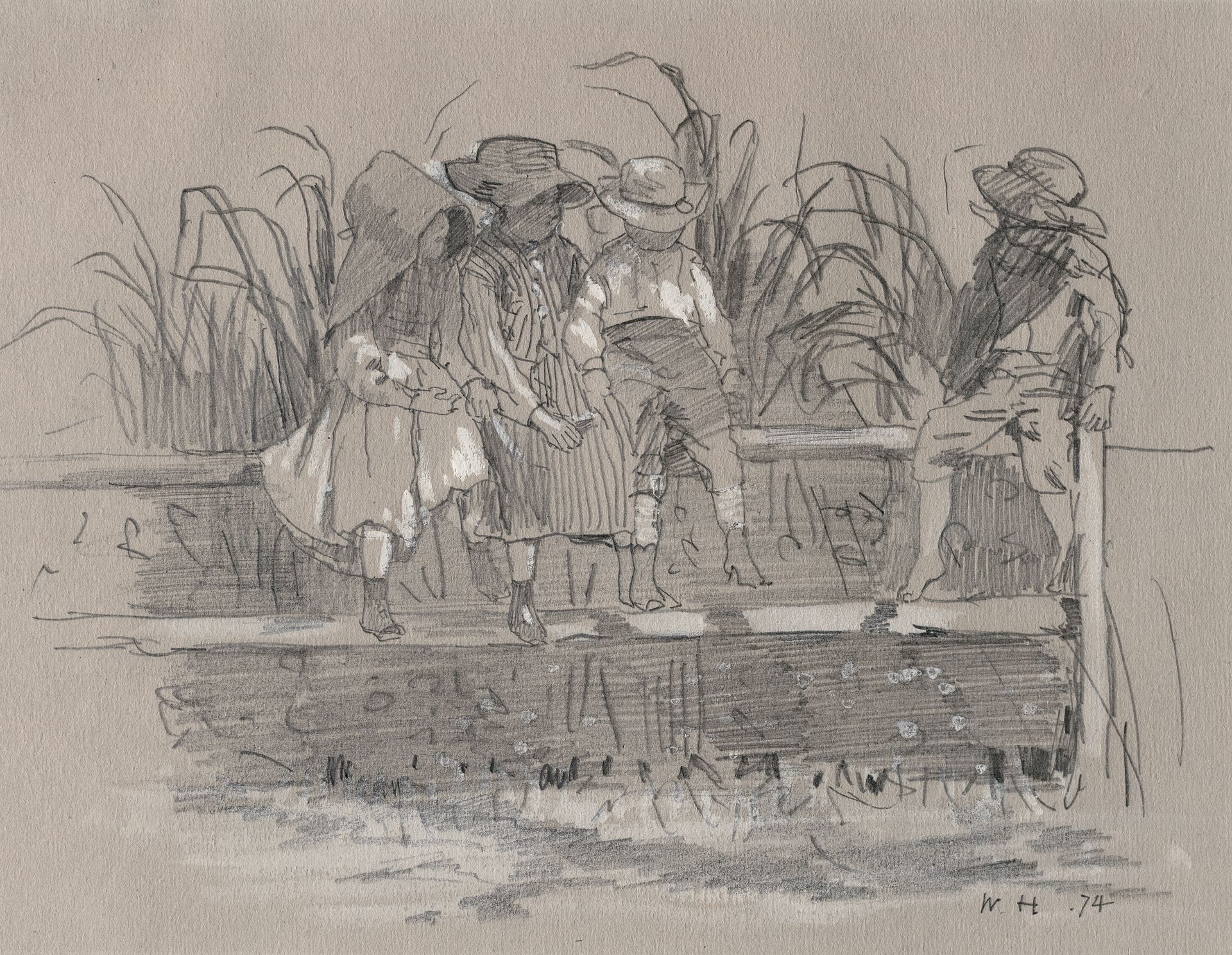 Children Sitting on a Fence by Winslow Homer