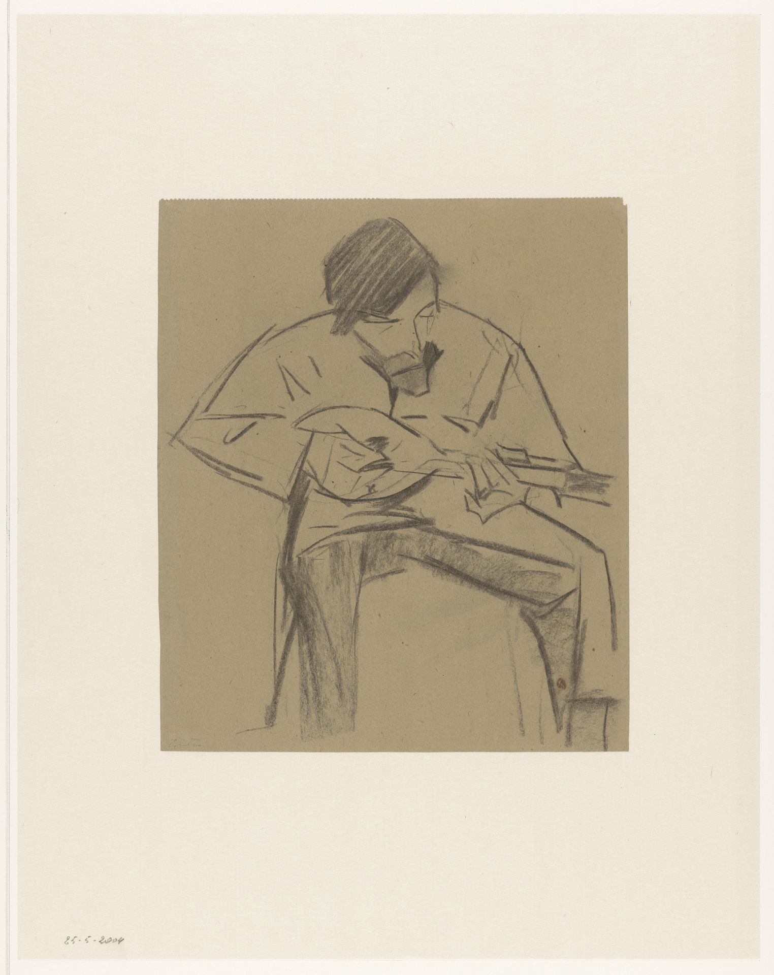 Jan Ponstijn, mandoline spelend by Leo Gestel