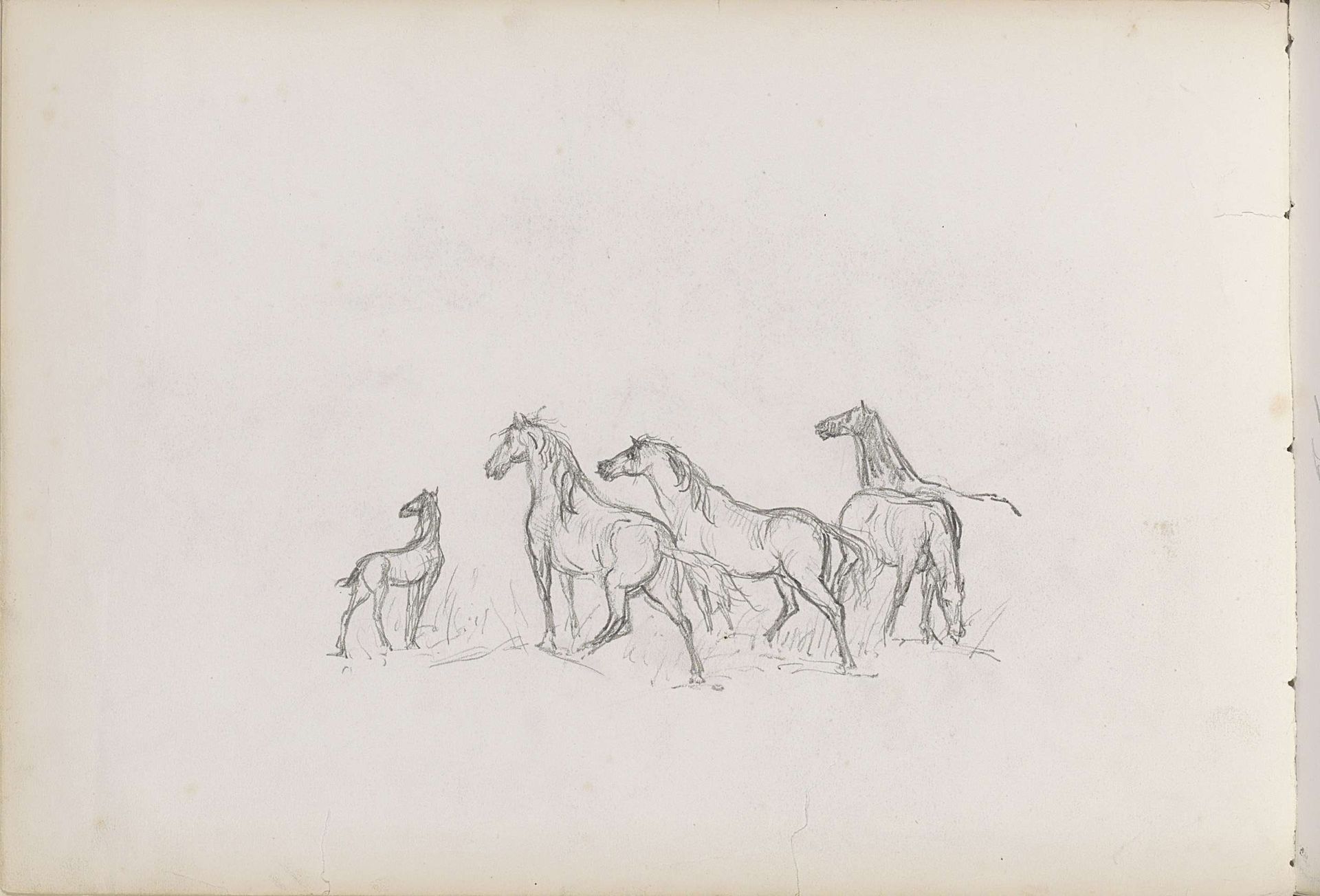 Paarden en een veulen by George Hendrik Breitner