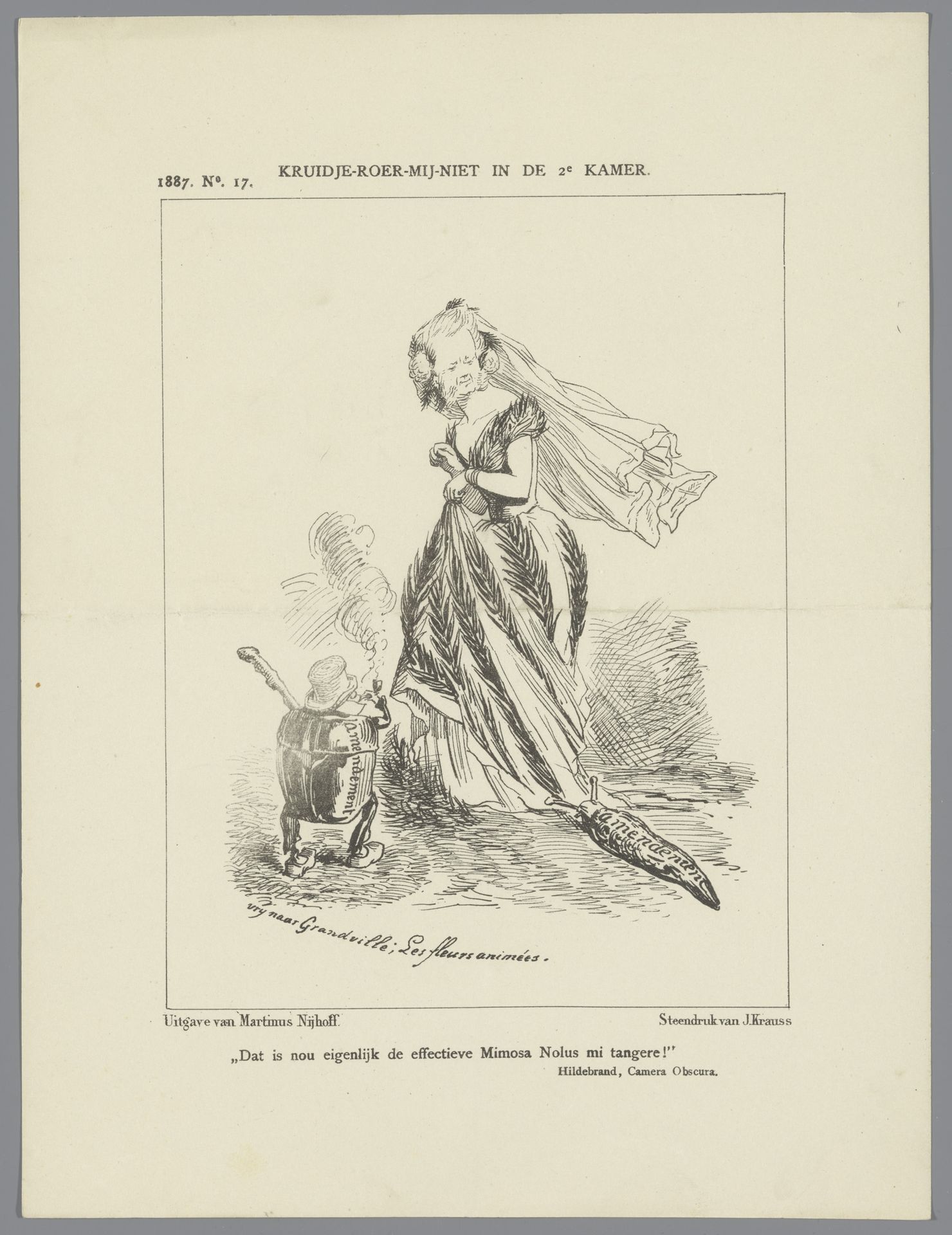 Spotprent met minister Heemskerk, 1887 by Johan Michaël Schmidt Crans