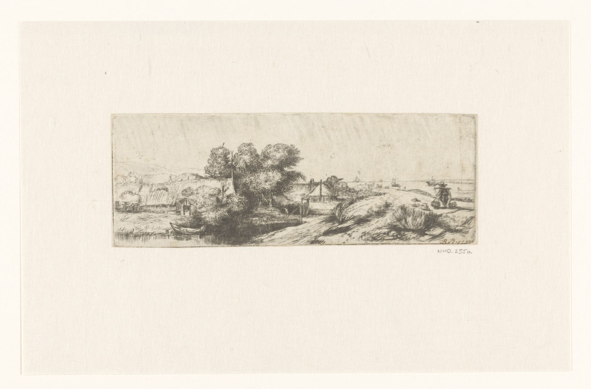 View of the Diemerdijk with a milkman and cottages ('Het melkboertje') by Richard Byron