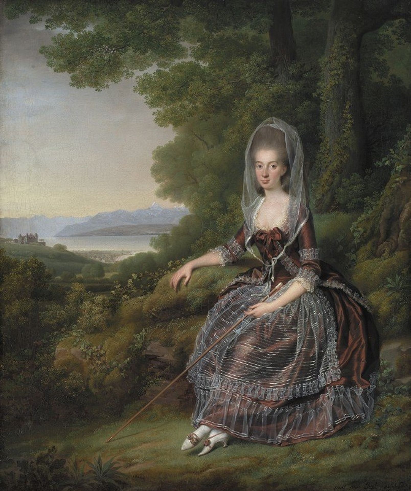 Baroness Matilda Guiguer de Prangins in her Park at the Lake of Geneva by Jens Juel